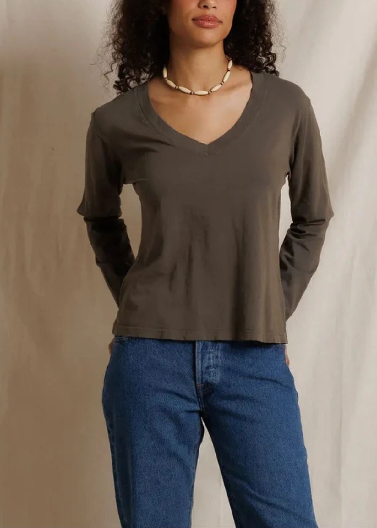 PERFECT WHITE TEE Hendrix Long Sleeve Top - Dark Olive