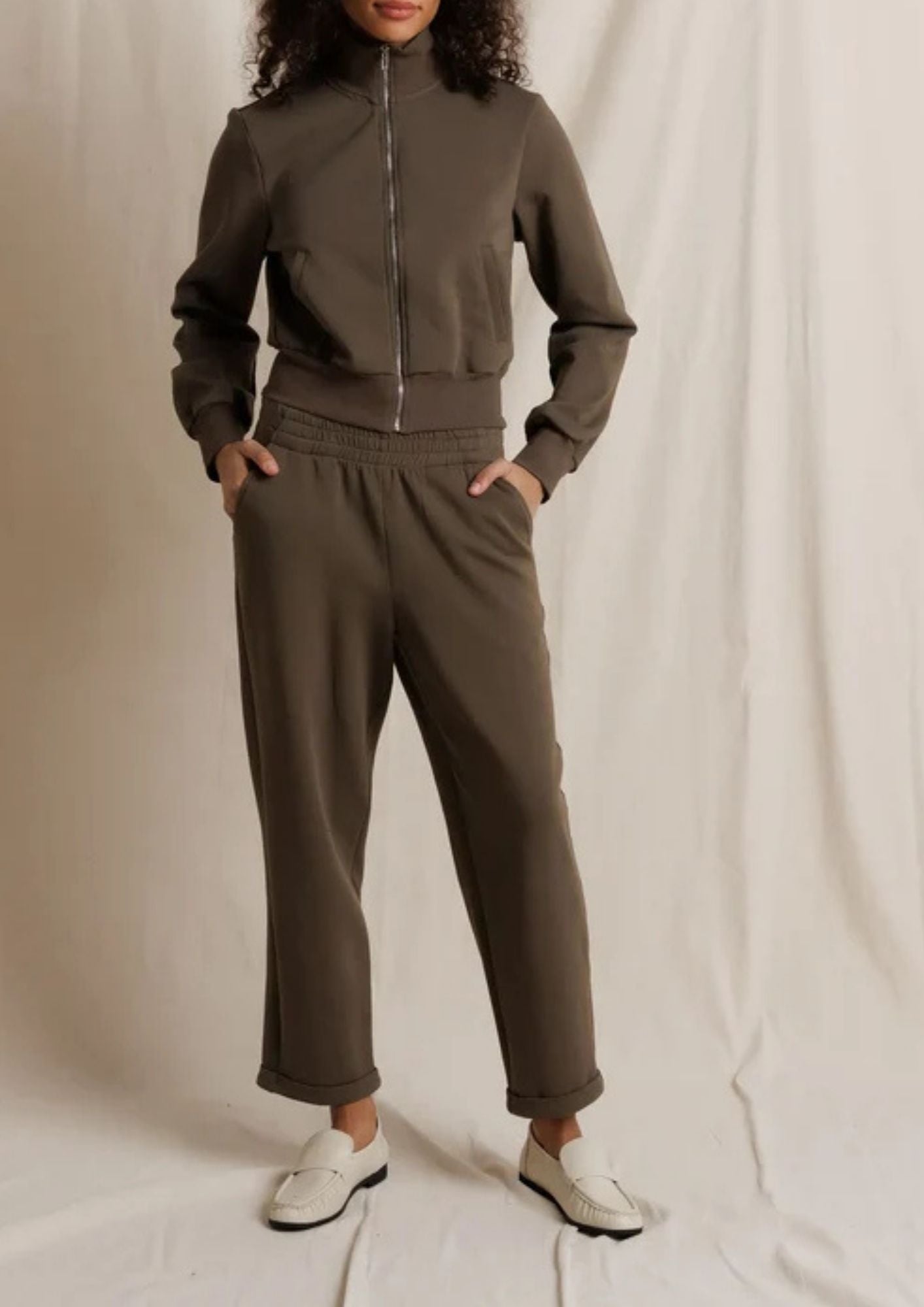 PERFECT WHITE TEE Milana Track Jacket - Dark Olive