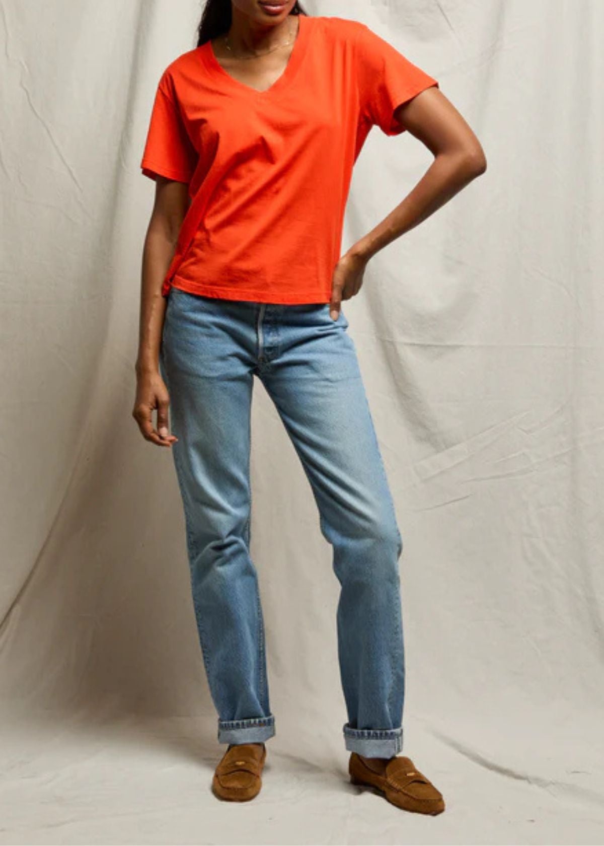 PERFECT WHITE TEE Hendrix Boxy Tee - Tomato