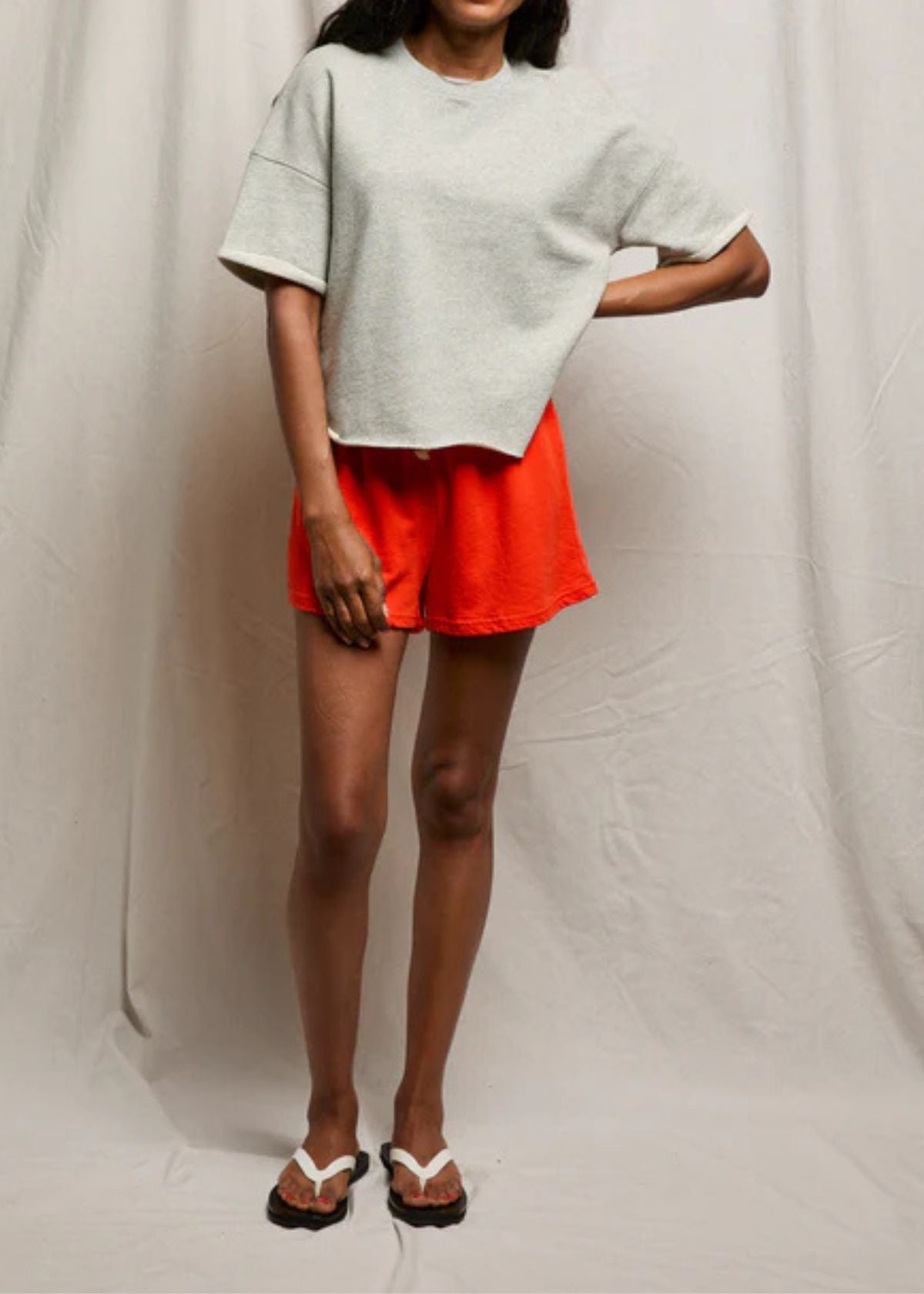 PERFECT WHITE TEE Layla French Terry Short - Tomato