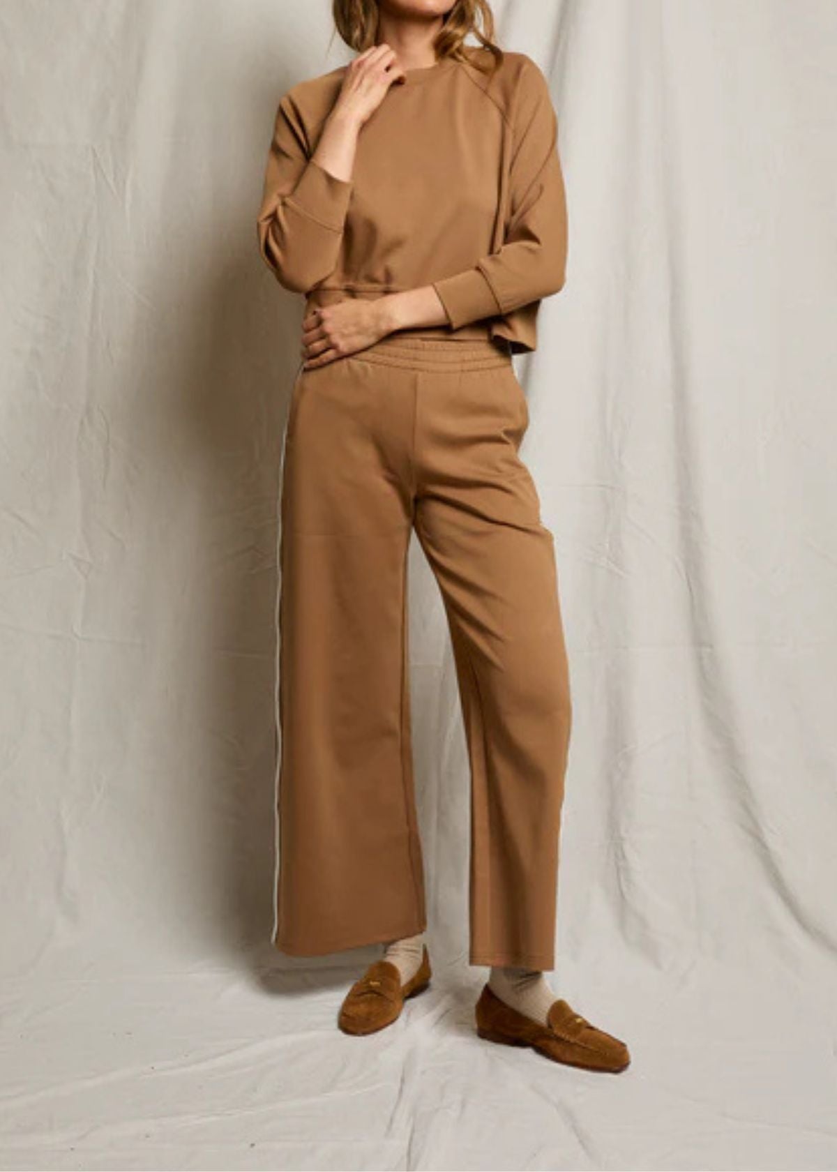 PERFECT WHITE TEE Mikos Wide Leg Travel Pant - Mocha