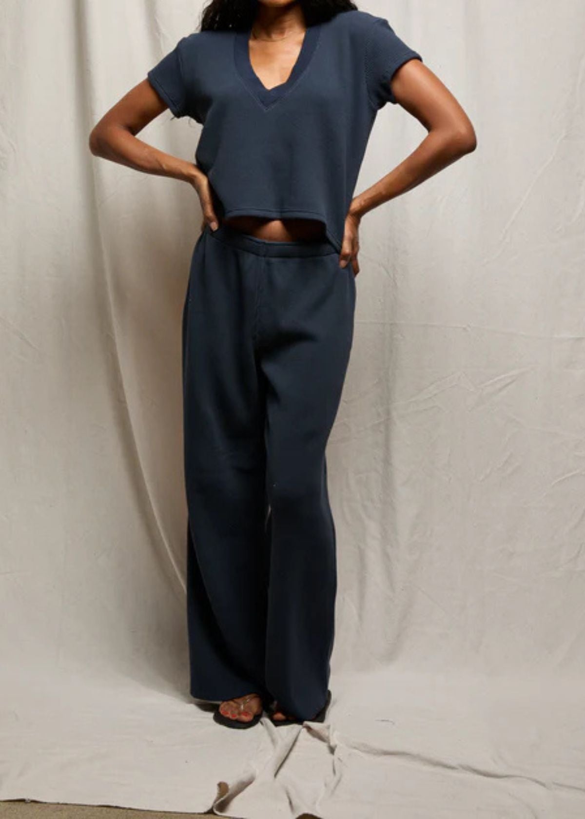 PERFECT WHITE TEE Shane Waffle Pant - Navy