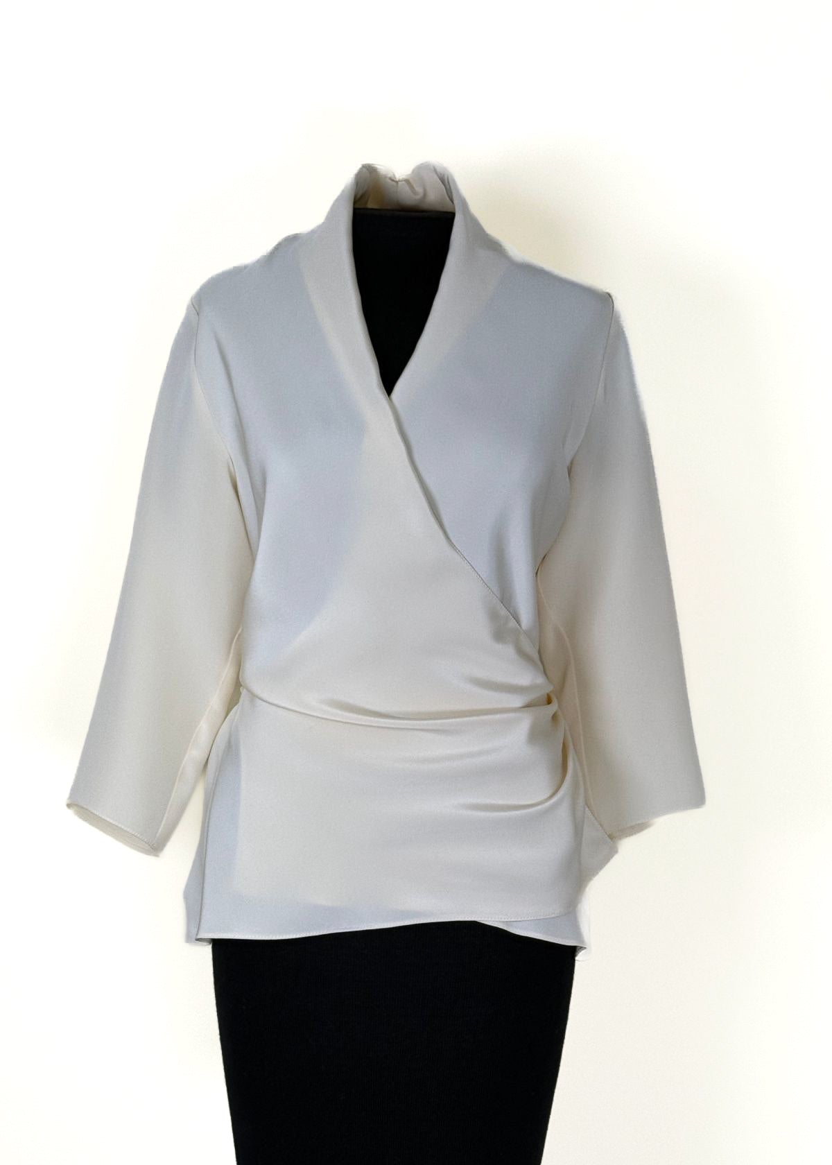 PETER COHEN 3/4 Sleeve Wrap Top - French Vanilla