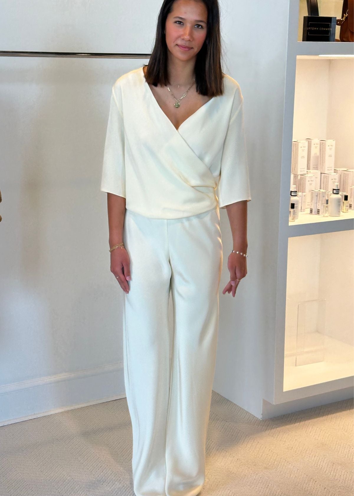 PETER COHEN Bias Cut Wide Leg Pant - French Vanilla