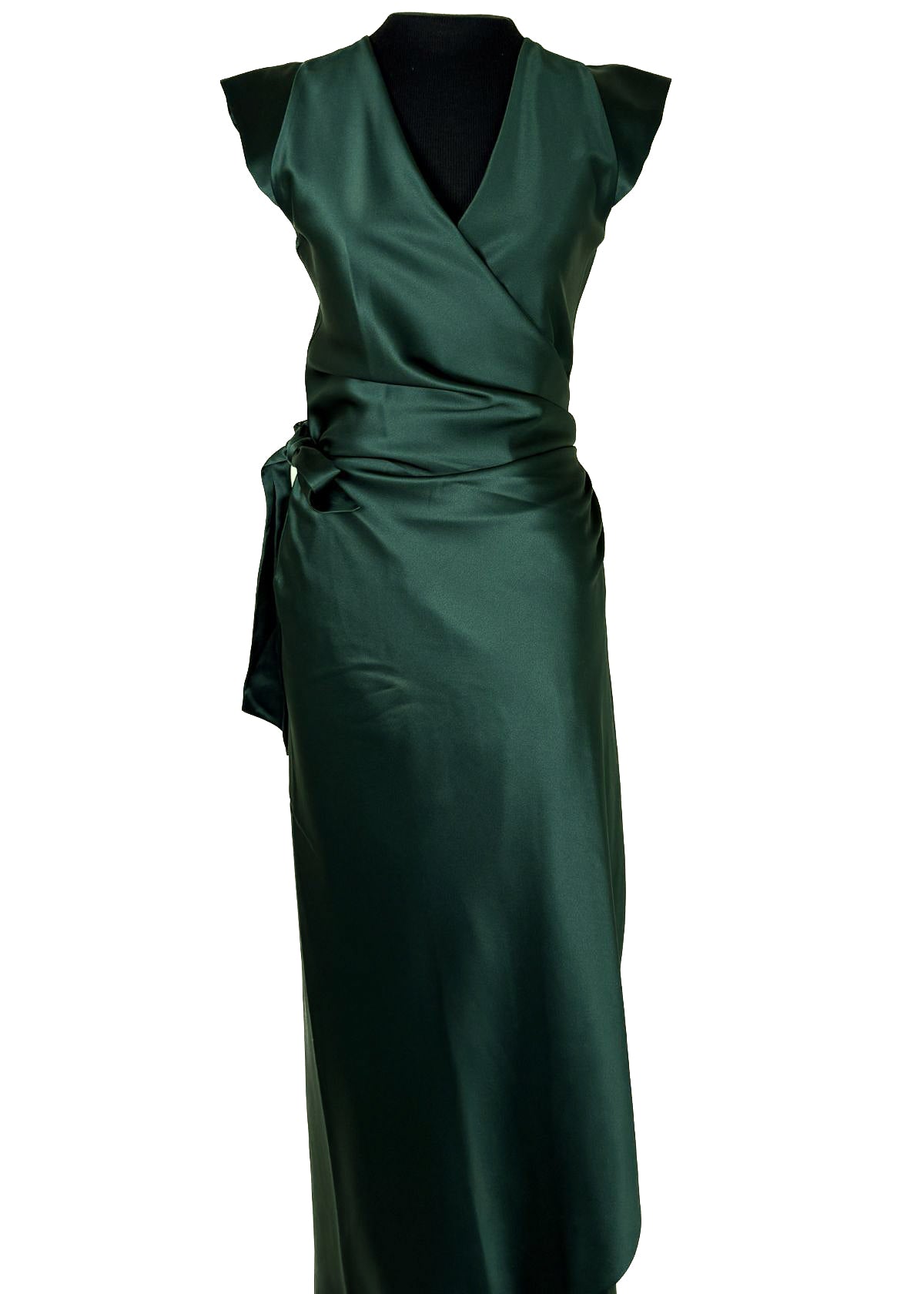 PETER COHEN Sign Heavy Satin Wrap Dress - Forest Green