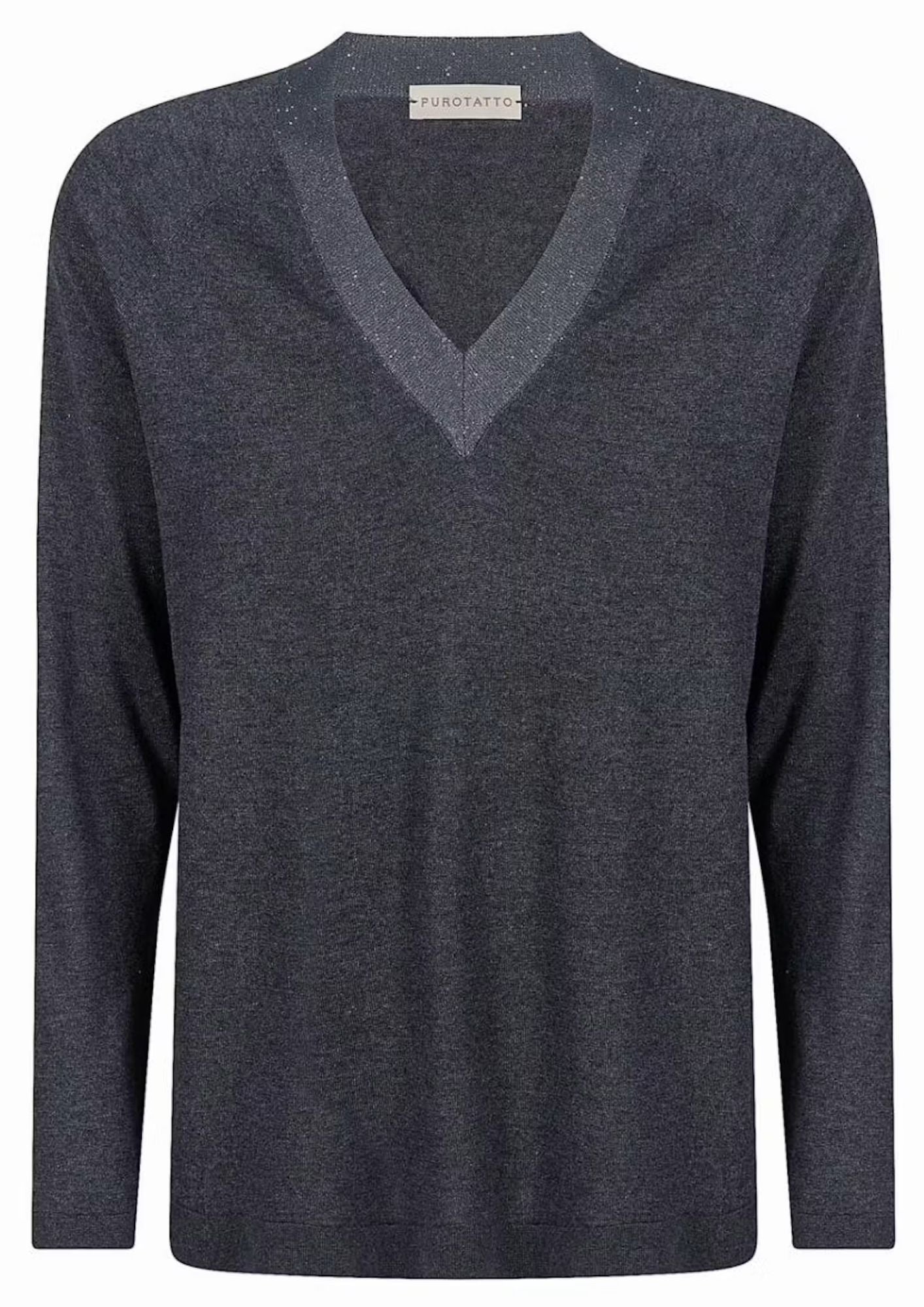 PUROTATTO V-Neck Sweater - Anthracite