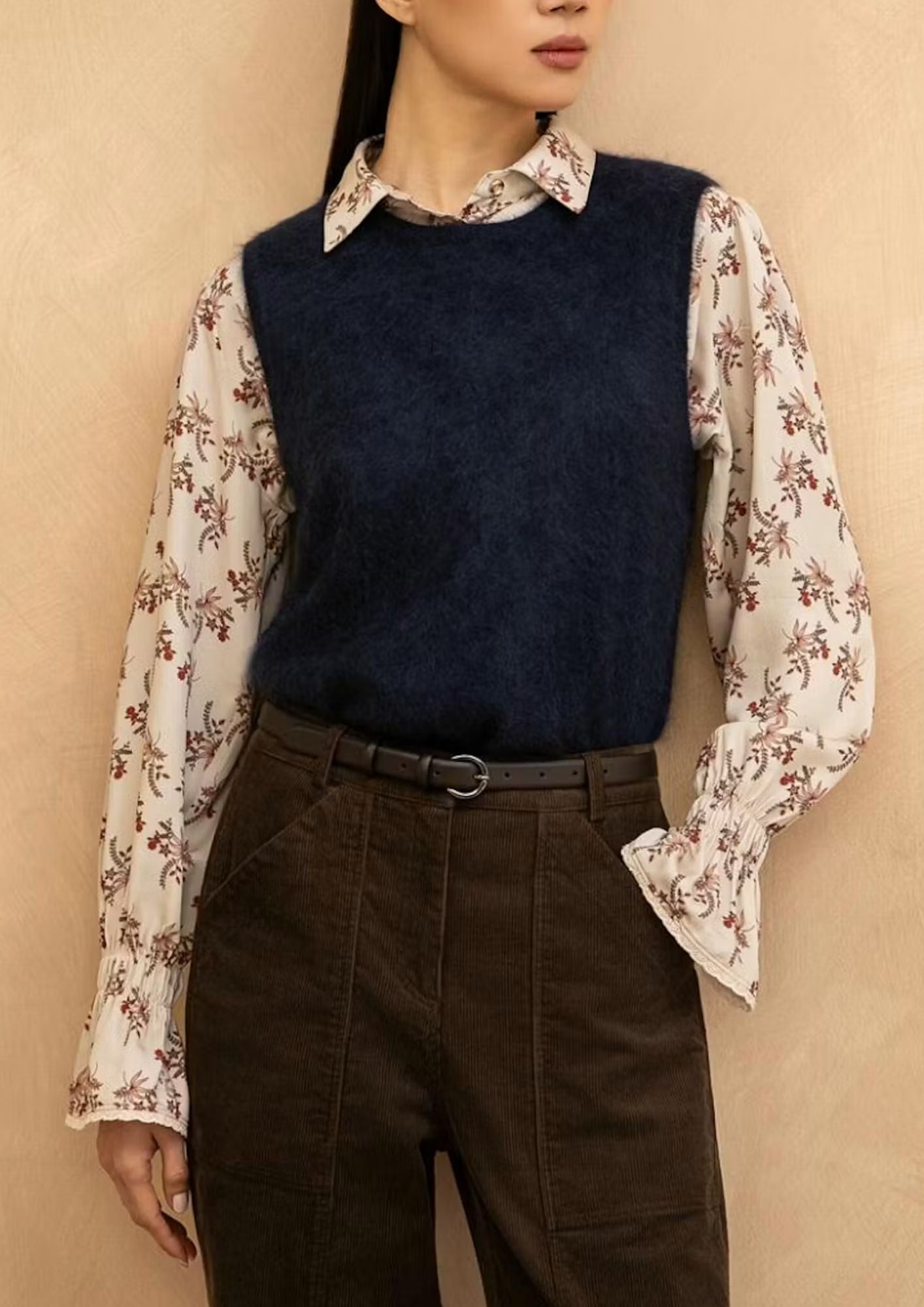 PUROTATTO Round Neck Vest - Blue