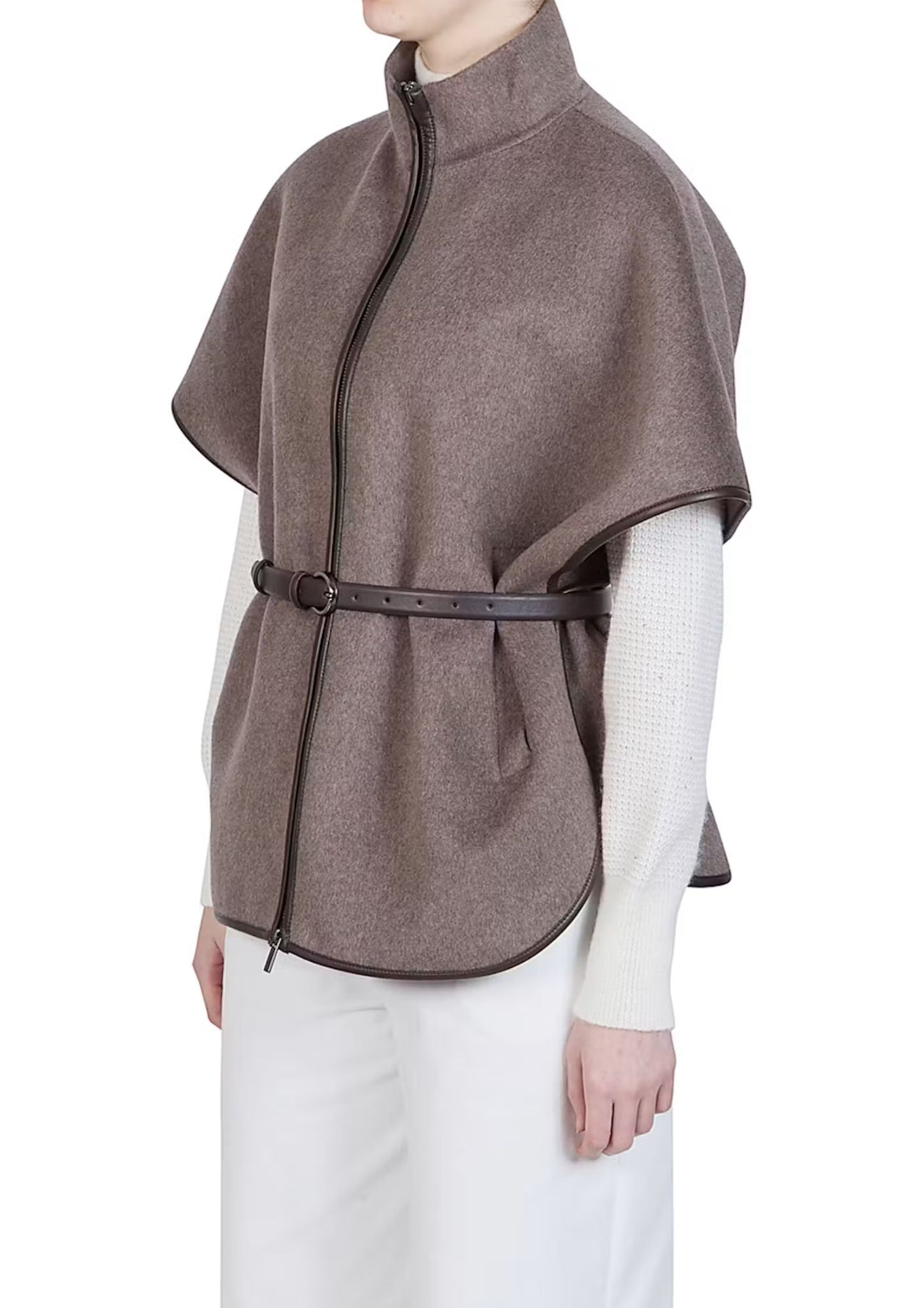 PUROTATTO Zip Front Belted Jacket - Turtledove