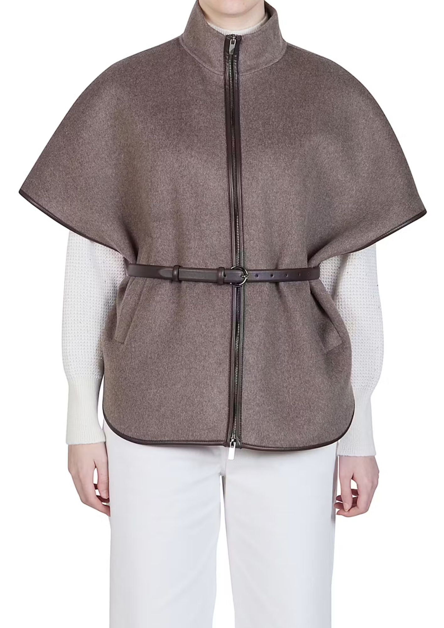 PUROTATTO Zip Front Belted Jacket - Turtledove