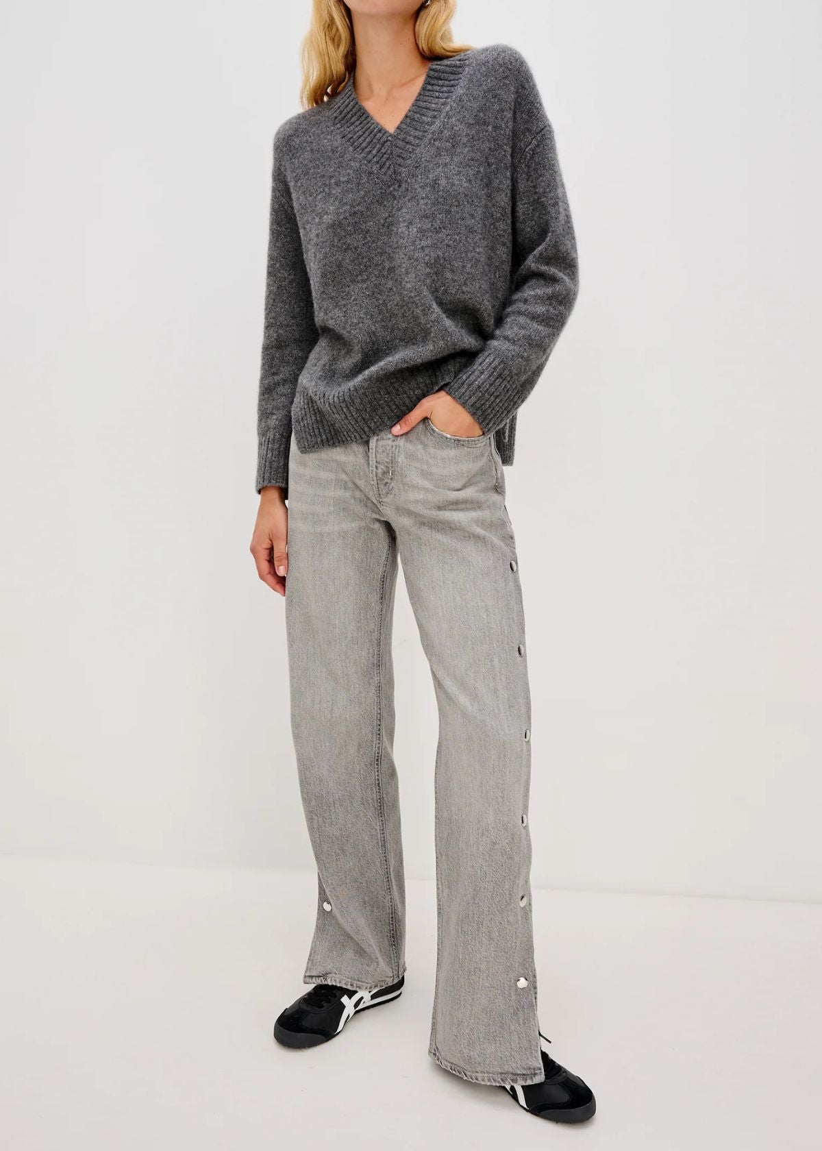 RAILS Del Mar Boyfriend Jean - Stone Grey Studded