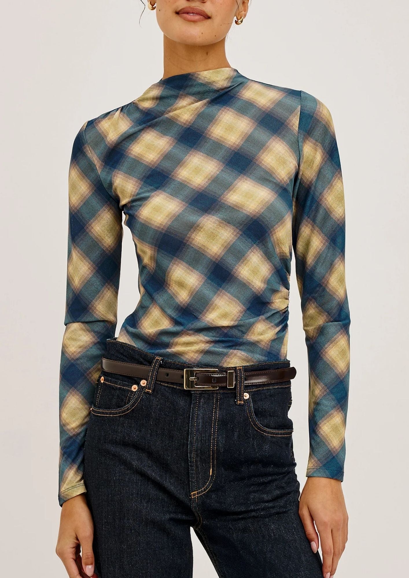 RAILS Joelle Top - Navy Sage Plaid