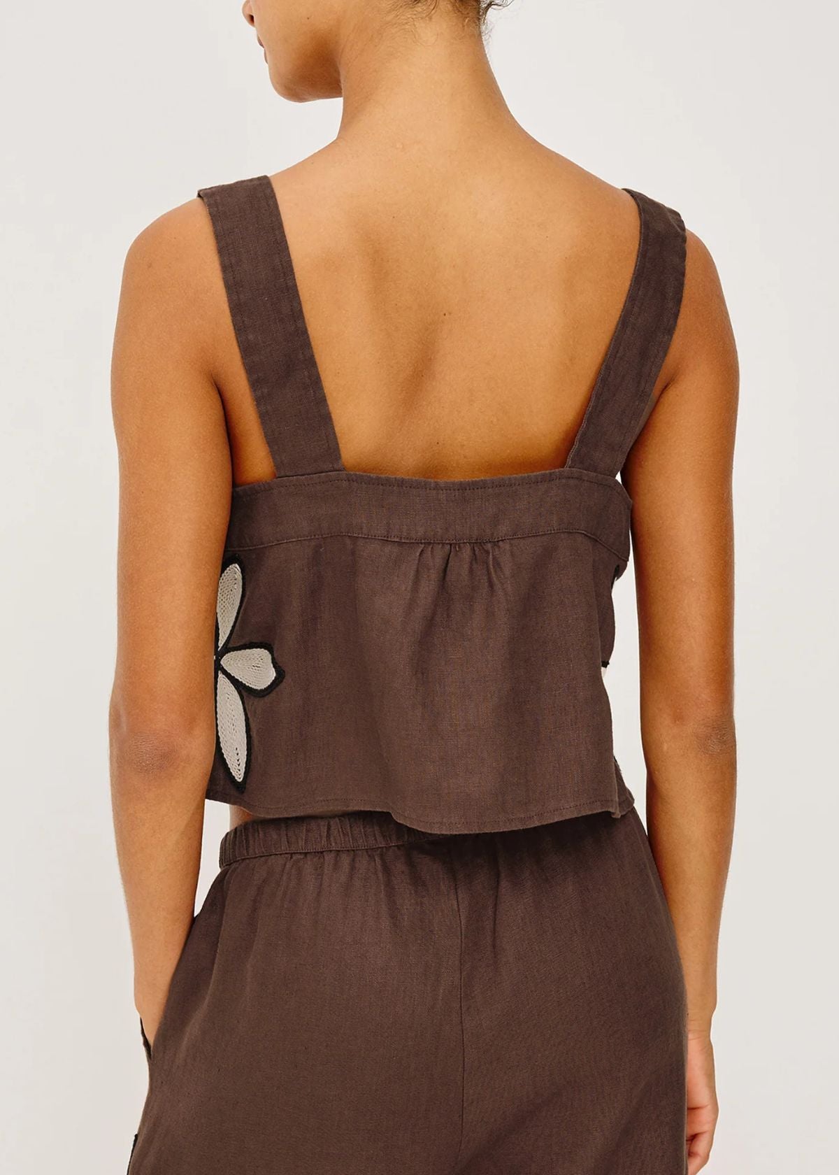 RAILS Calais Top - Cocoa Floral Embroidery