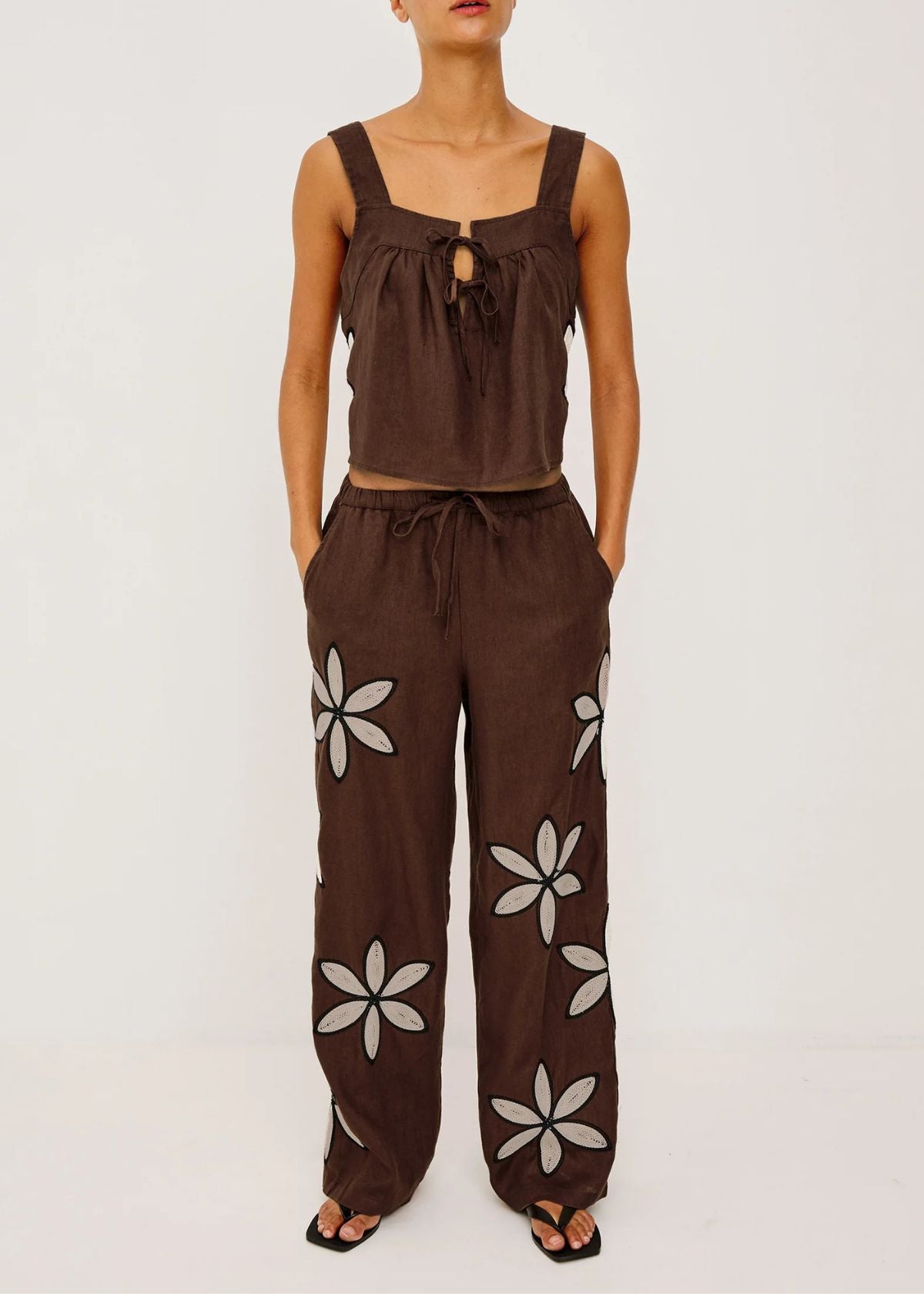 RAILS Emmie Pant - Cocoa Floral Embroidery