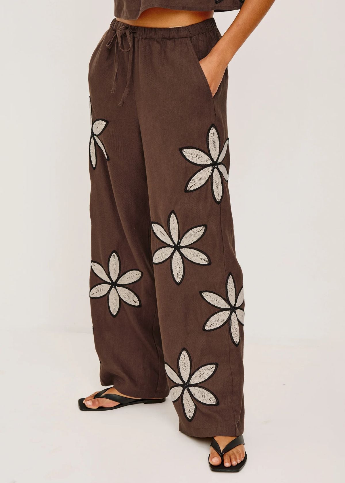 RAILS Emmie Pant - Cocoa Floral Embroidery