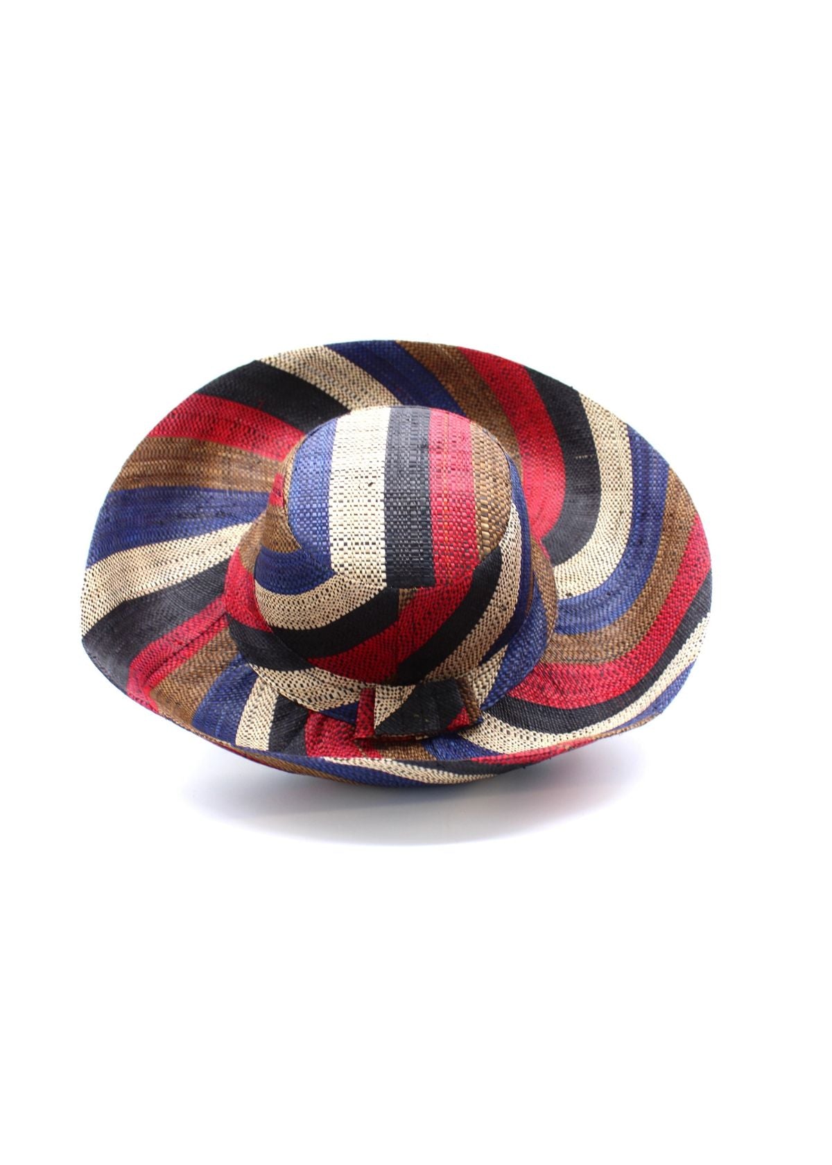 SHEBOBO Monica 5" Wide Brim Packable Straw Sun Hat - Dark & Moody Stripe