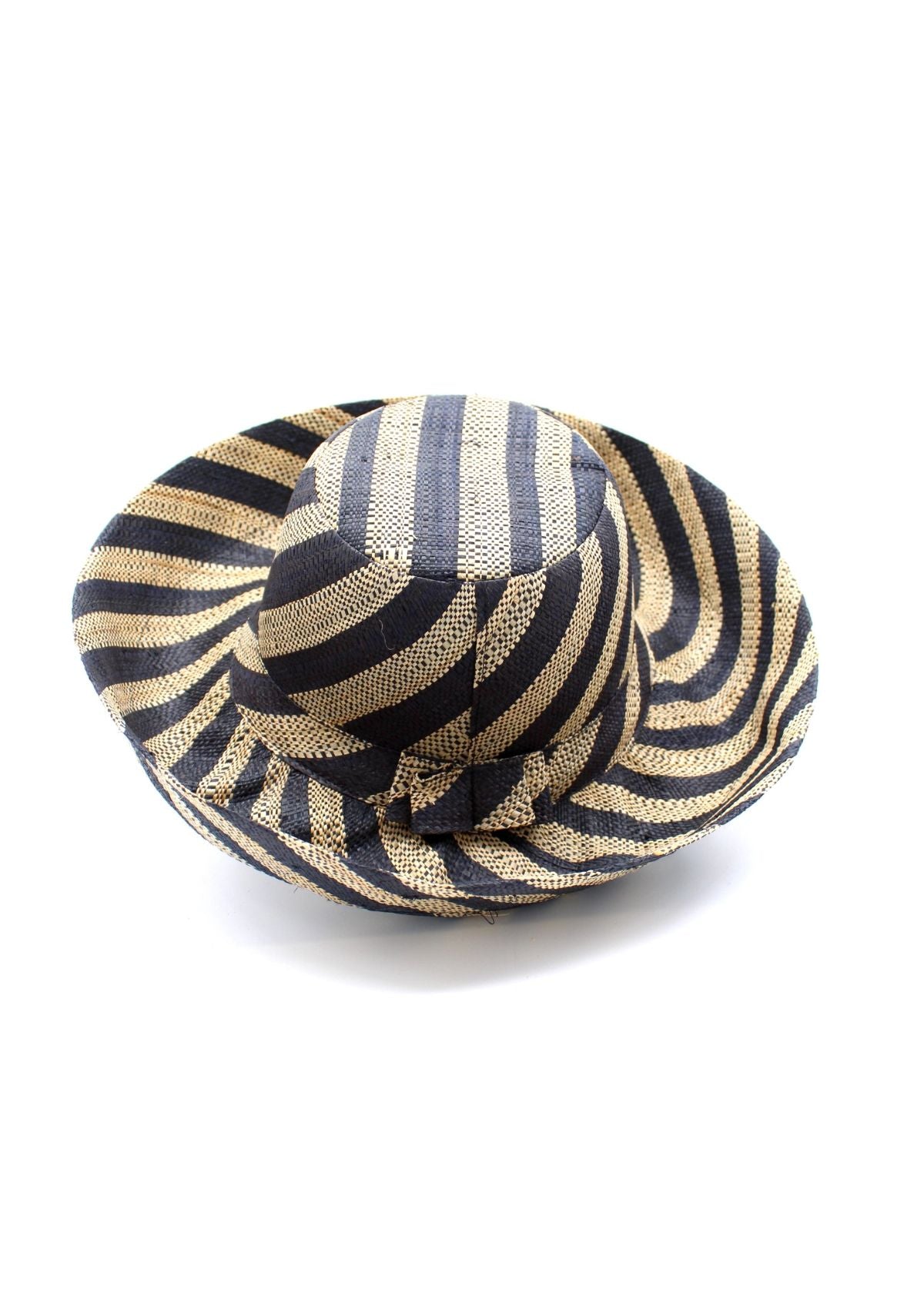 SHEBOBO Monica 5" Wide Brim Packable Straw Sun Hat - Black Stripe