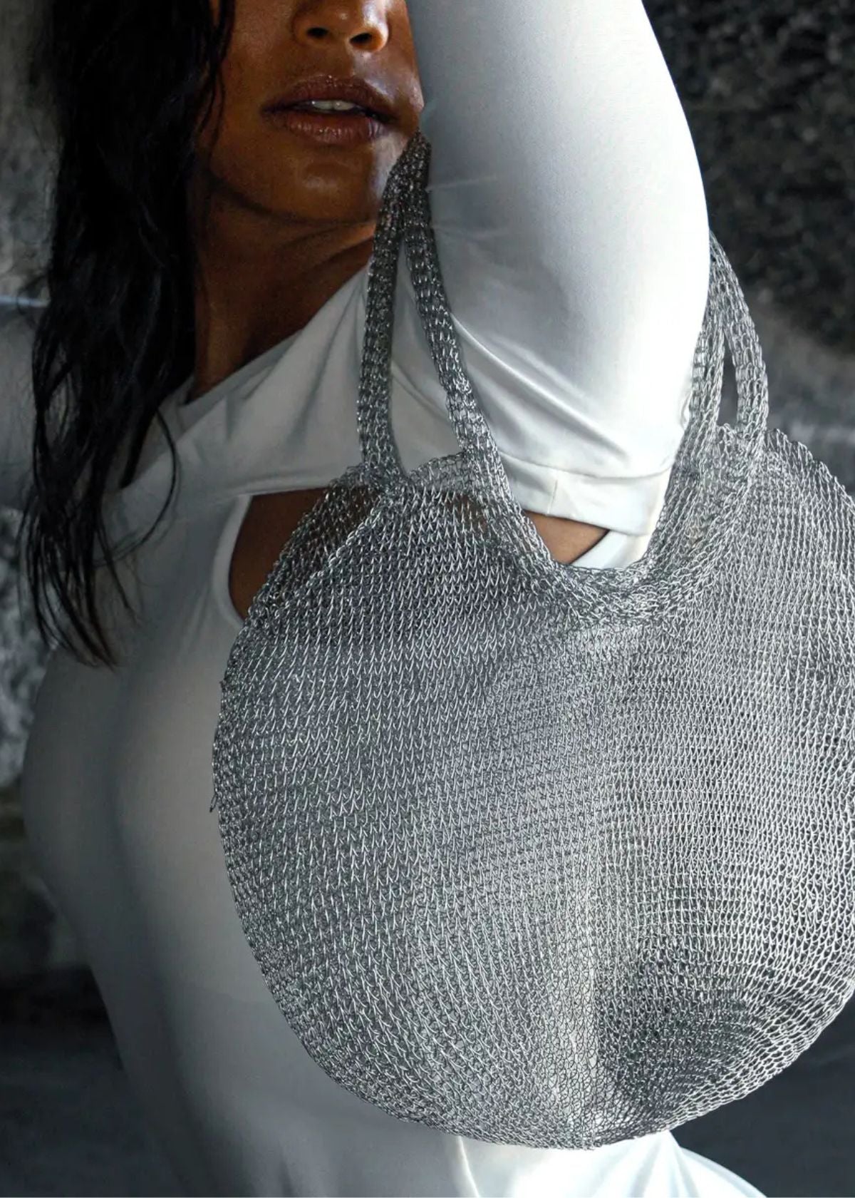 BRUNNA CO. SOL Wire Tote Handbag - Silver