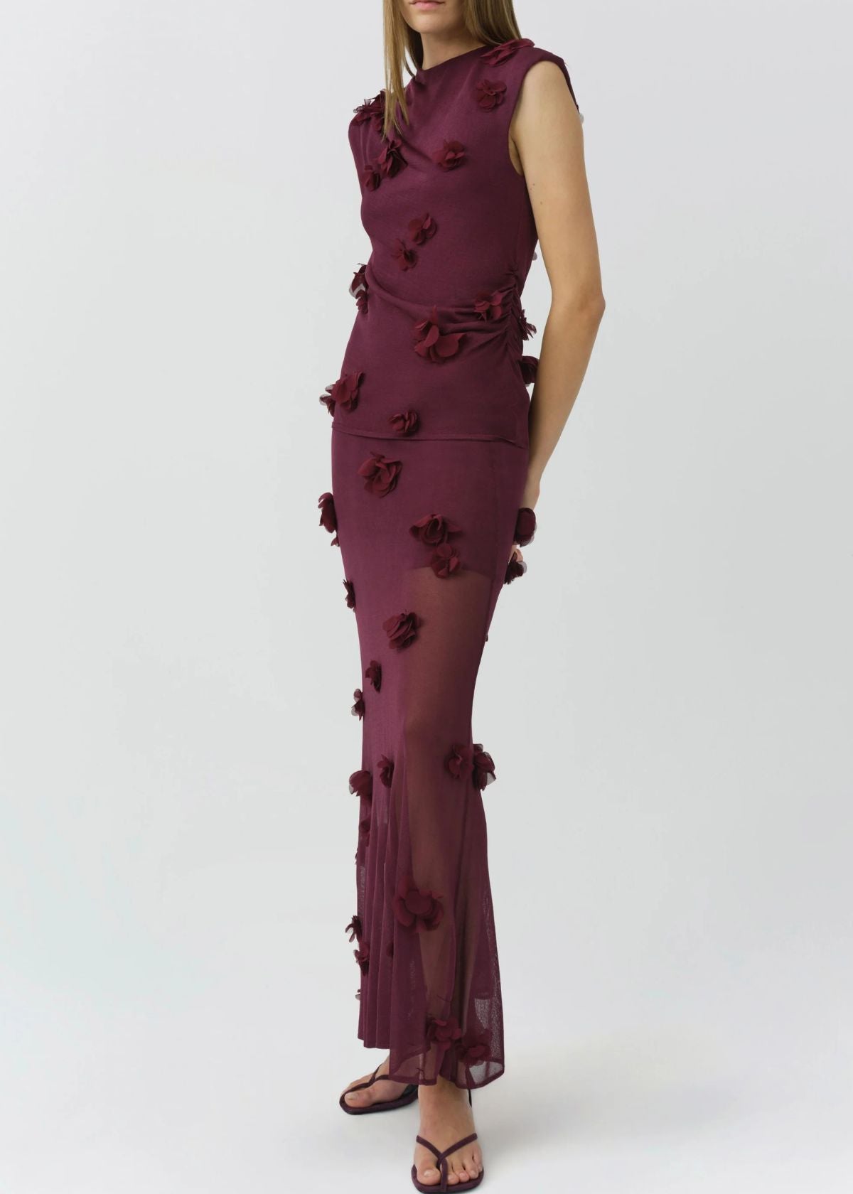SIMKHAI Tessa Sleeveless Floral Applique Top - Fig