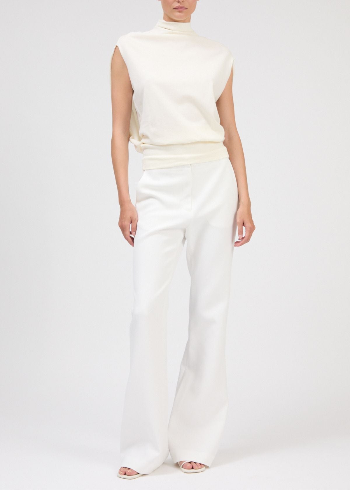SIMKHAI Juli Draped Cape Top - Ivory
