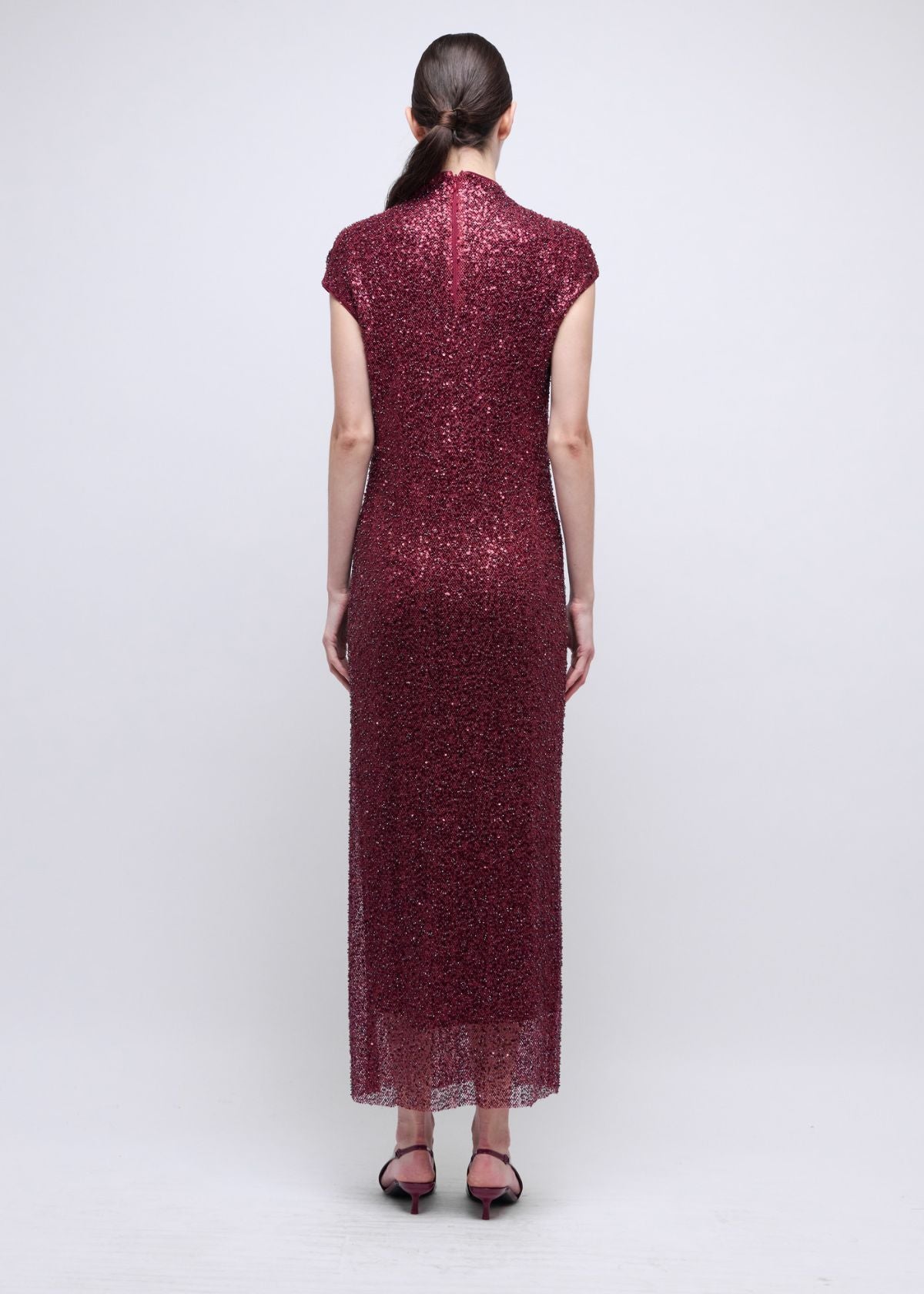 SIMKHAI Zaria Cowl Neck Midi Dress - Cranberry