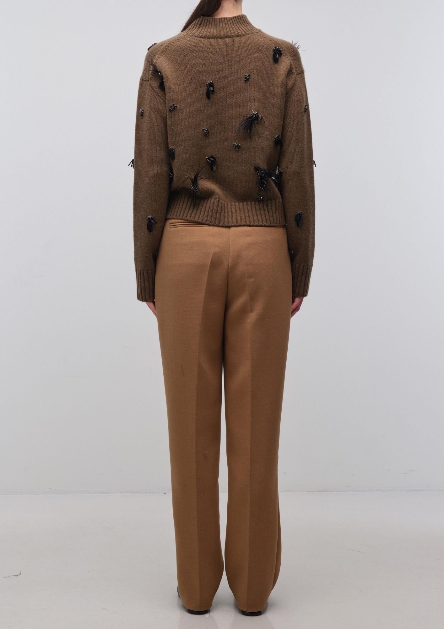 SIMKHAI Gabriette Long Sleeve Sweater - Dark Ochre