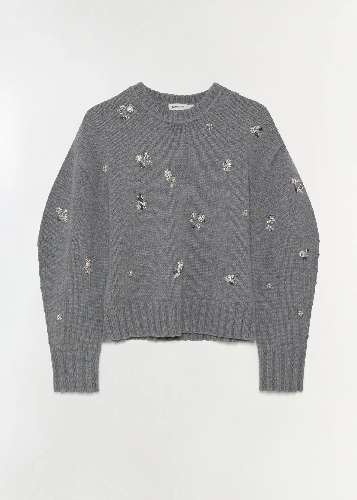 SIMKHAI Coraline Embellished Knit Sweater - Heather Grey