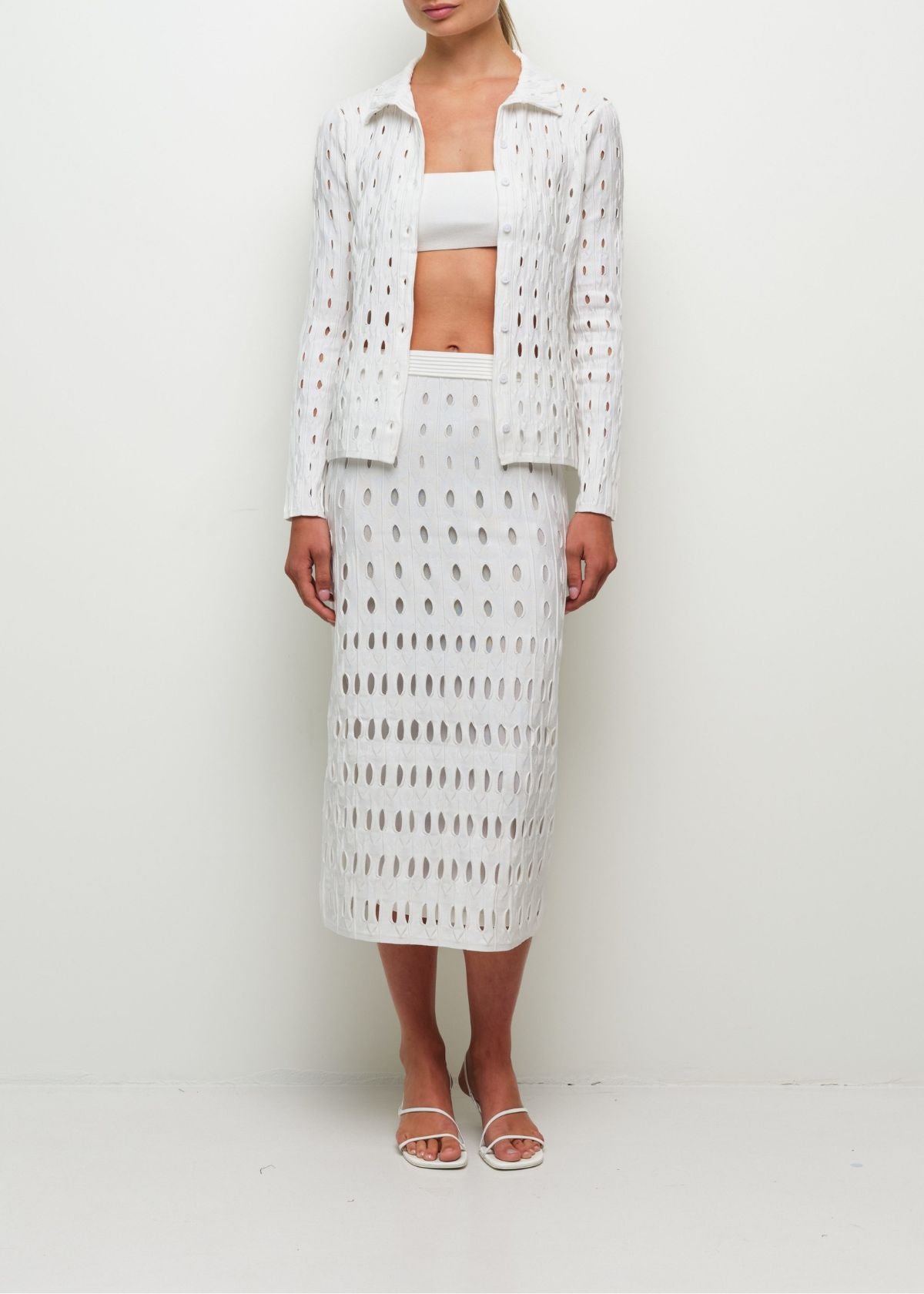 SIMKHAI Billie Knit Midi Skirt - Ivory