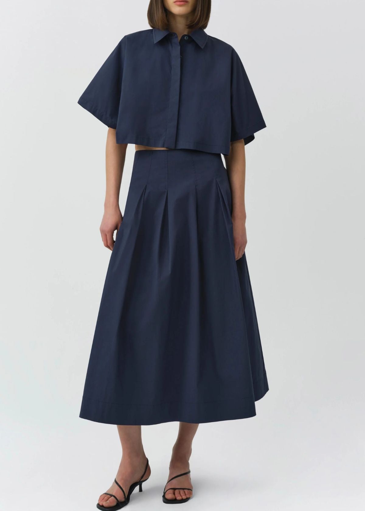 SIMKHAI Elora Cotton Midi Skirt - Midnight