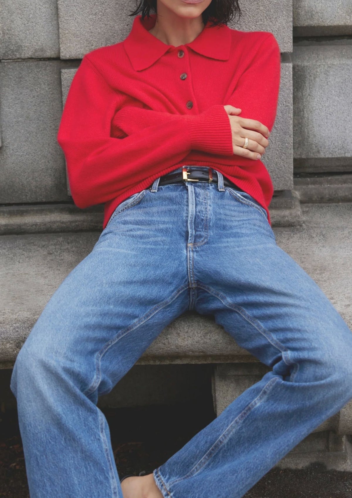 SOLD OUT NYC The Cashmere Polo Top - Cherry