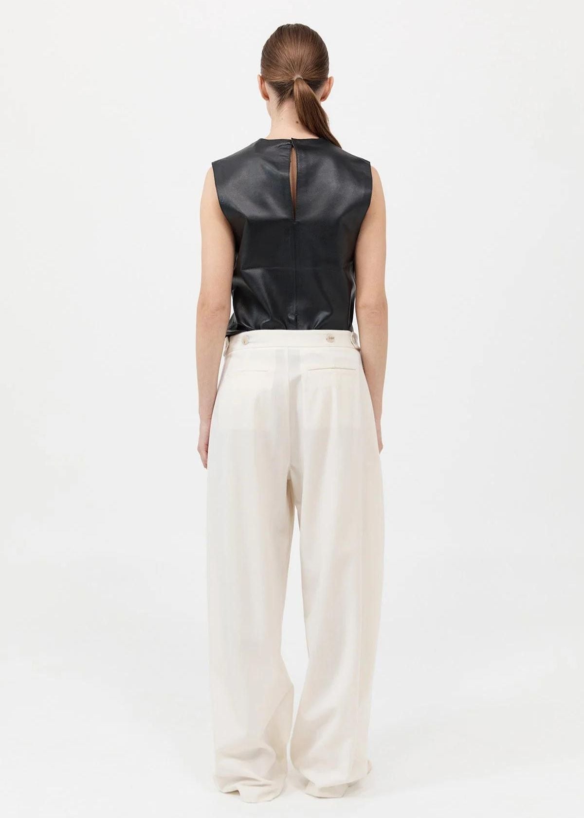 ST. AGNI Leather Top - Black
