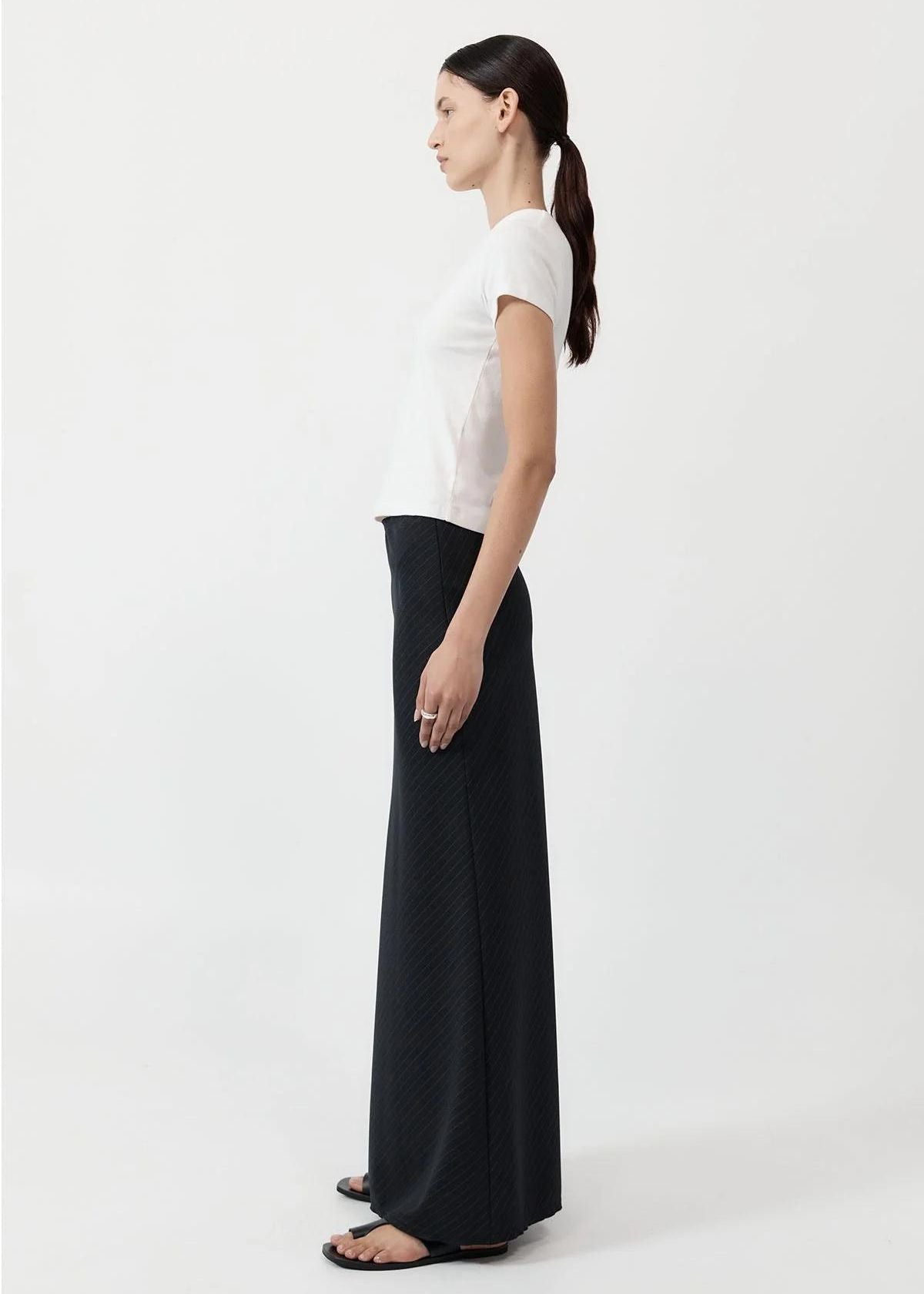 ST. AGNI Pinstripe Maxi Skirt - Black