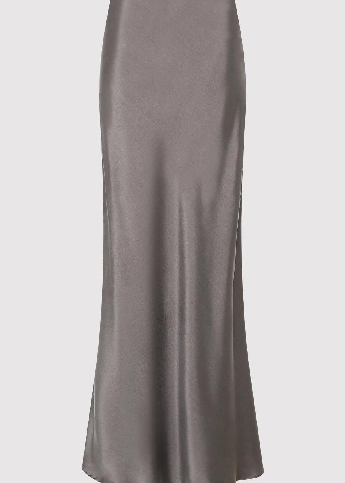 ST. AGNI Soft Silk Maxi Skirt - Pewter Grey