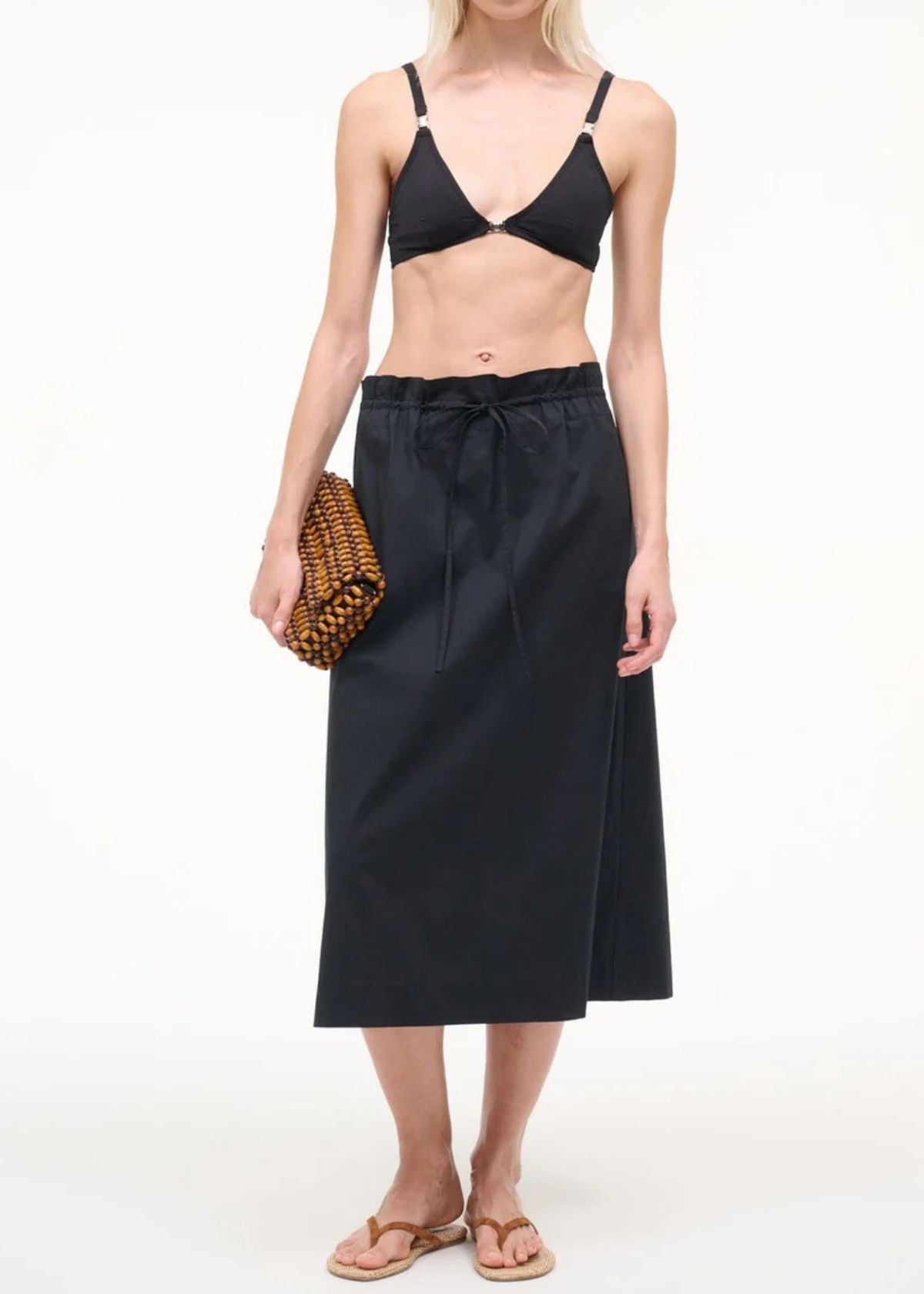 STAUD Shore Midi Skirt - Black