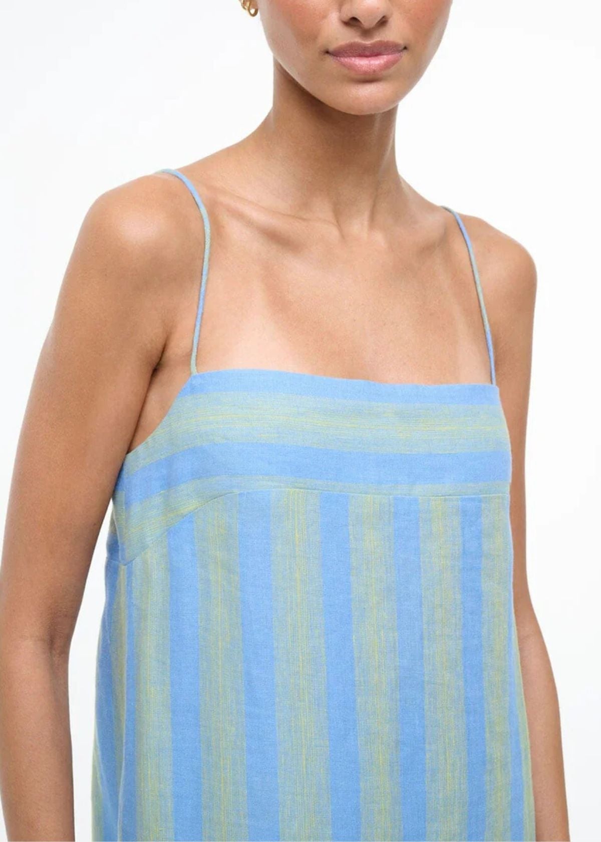 STAUD Laura Linen Dress - Seaport Stripe