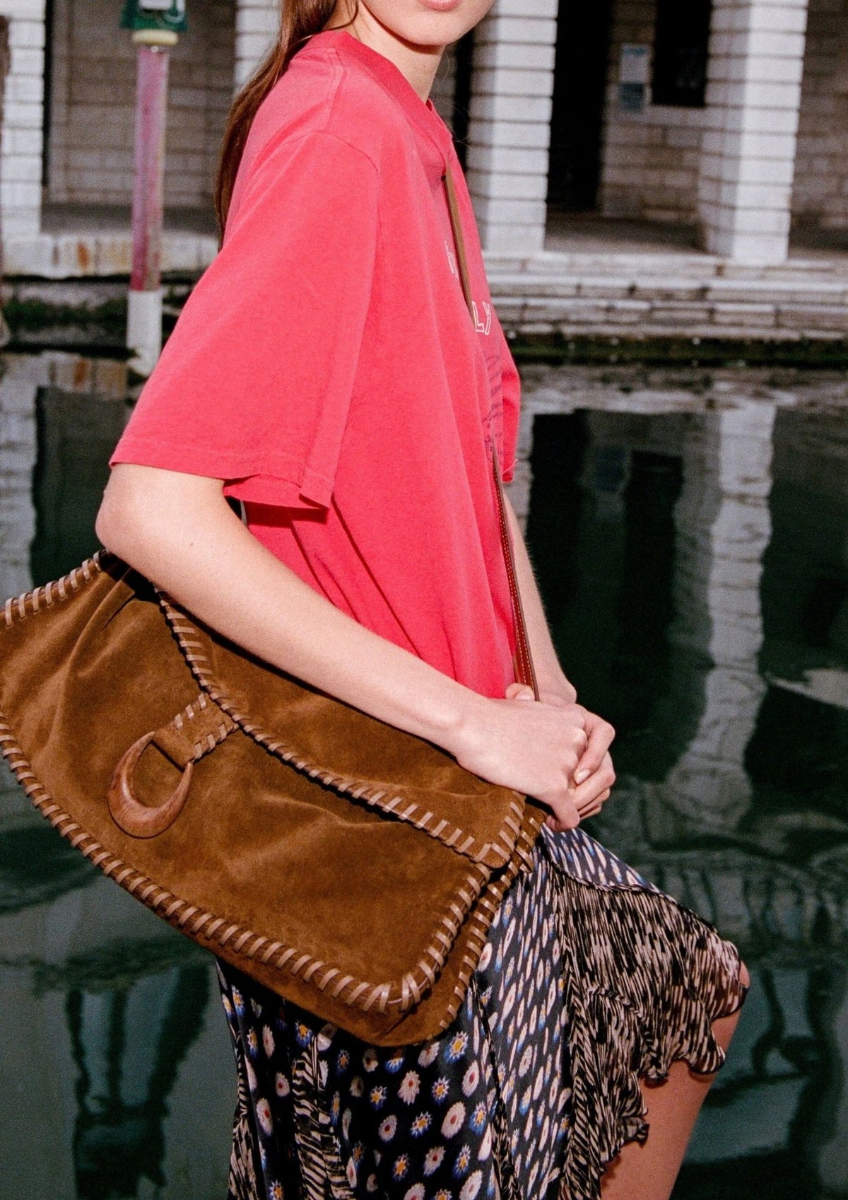 STAUD Harlow Messenger Handbag - Cigar