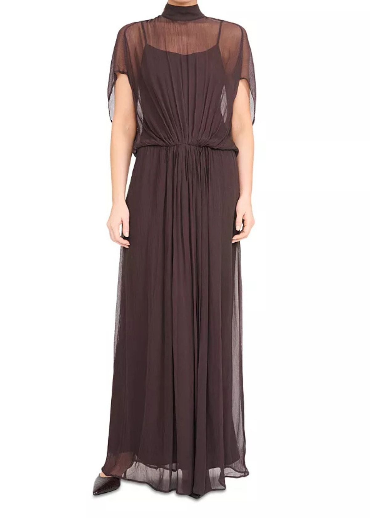 staud brown dress Laura bead-embellished cotton-gauze maxi - dark grazing silhouette Staud Wells Dress Earth