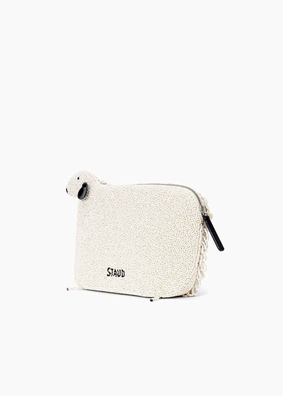 STAUD Dolly Beaded Clutch Handbag - Ivory