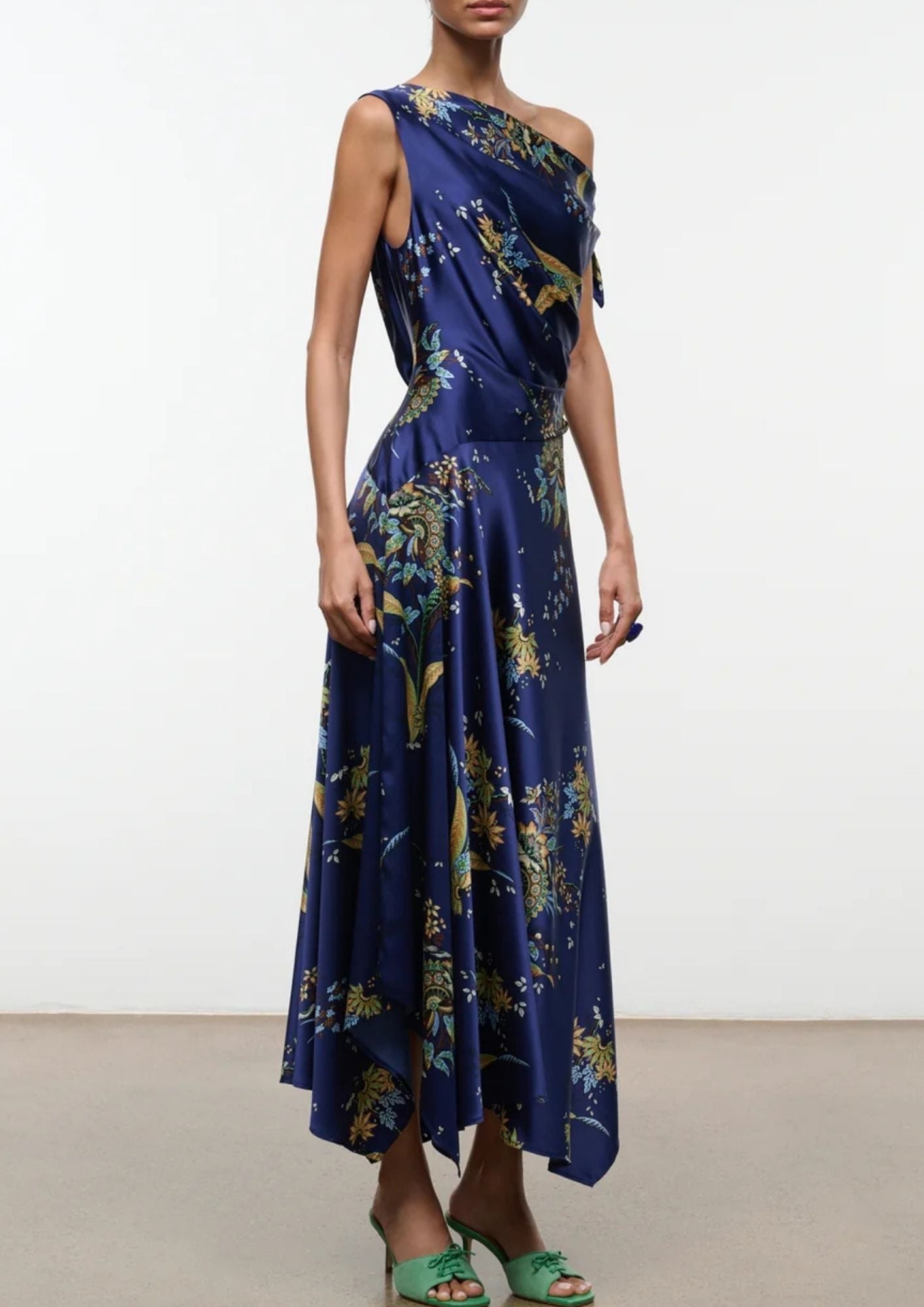STAUD Portia Silk Dress - Tapestry Midnight