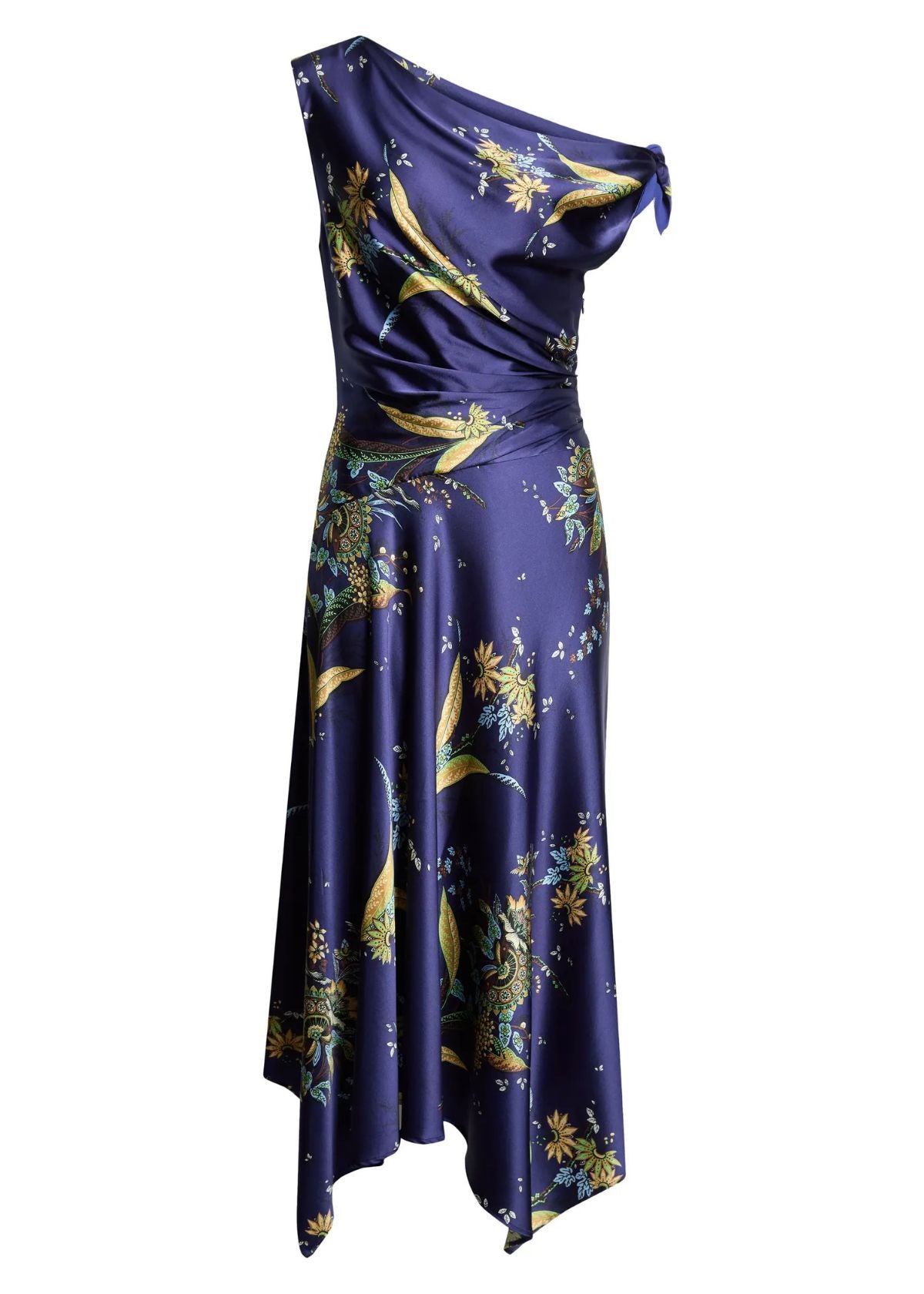 STAUD Portia Silk Dress - Tapestry Midnight