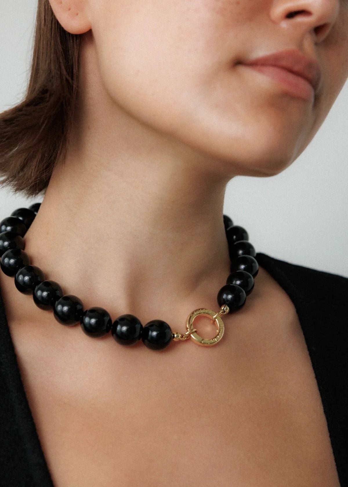 STELLAR WHISPERS Grace Black Onyx Necklace - 50 cm