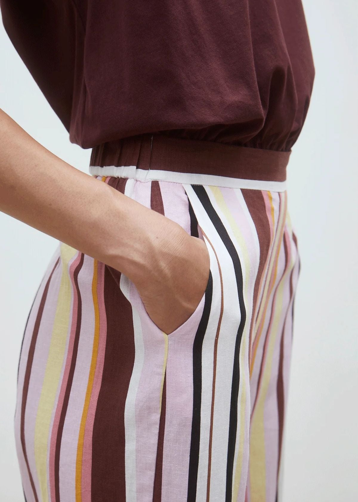 SUNCOO Jay Striped Pant - Rose