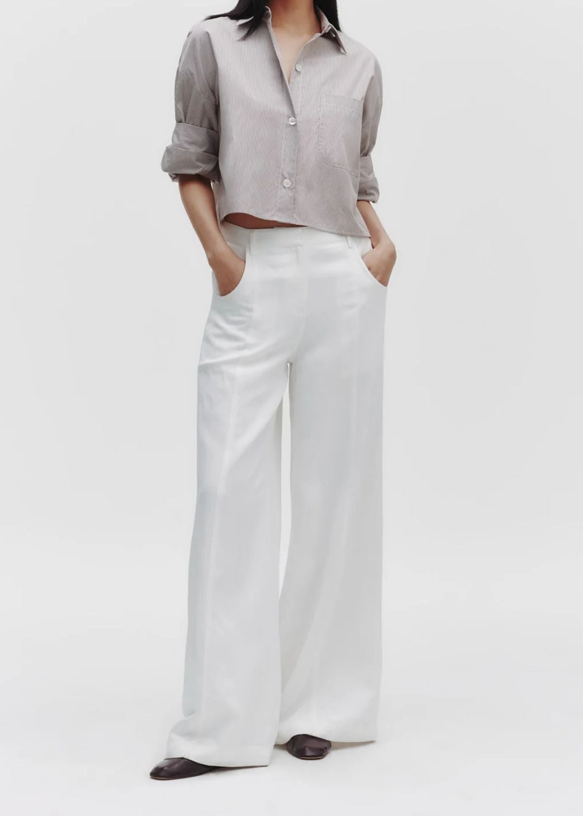 TWP Next Ex Top - White/Chocolate Mini Stripe