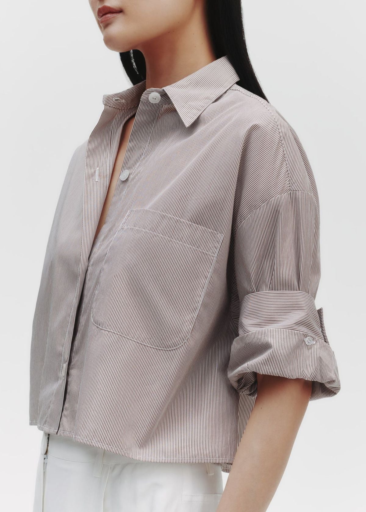 TWP Next Ex Top - White/Chocolate Mini Stripe