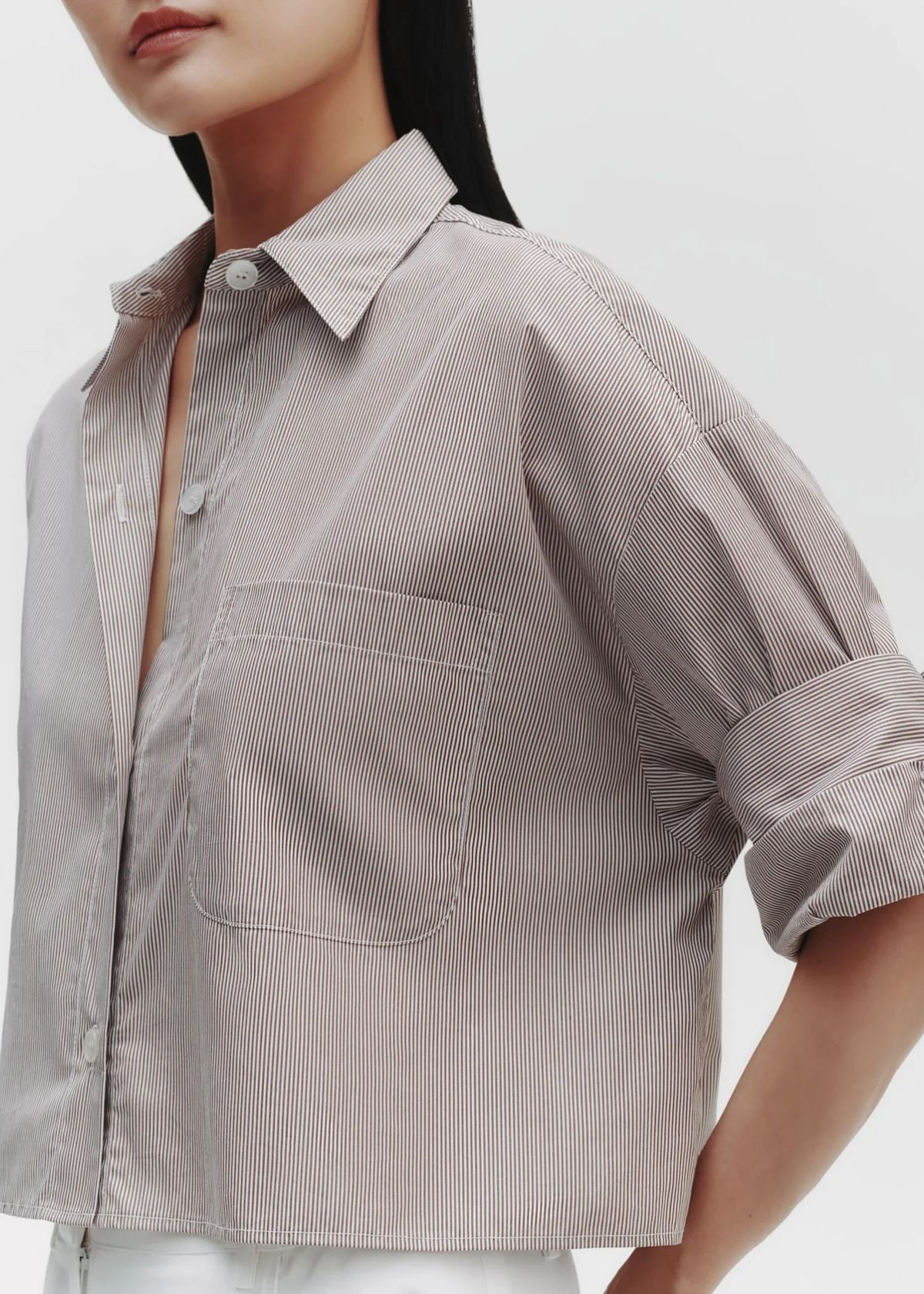 TWP Next Ex Top - White/Chocolate Mini Stripe