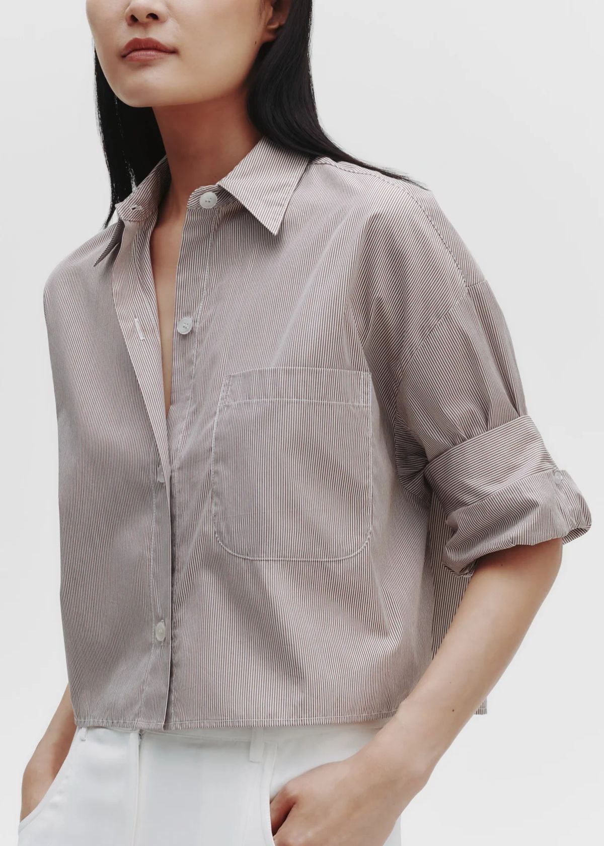 TWP Next Ex Top - White/Chocolate Mini Stripe