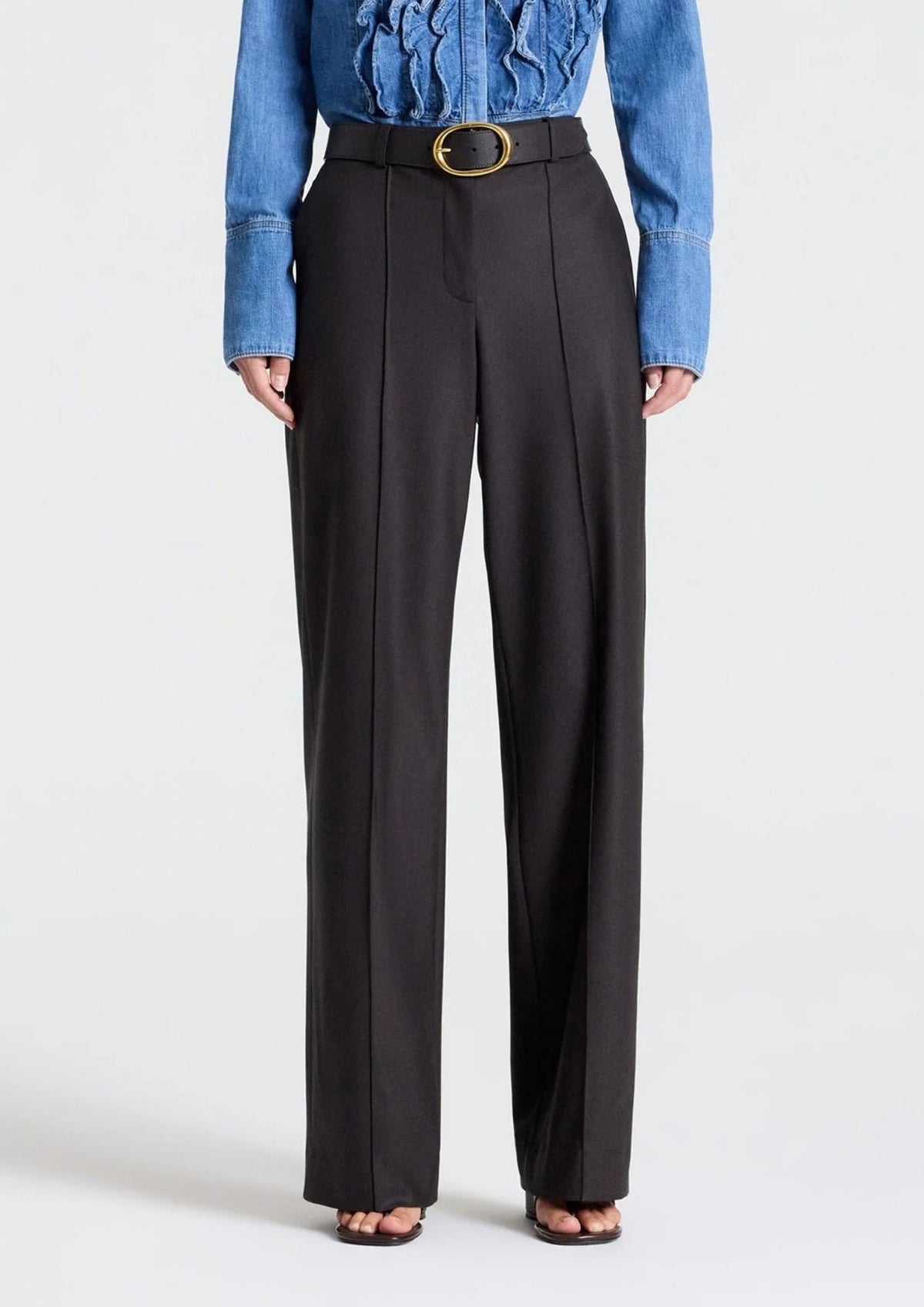 TWP Isla Wide Leg Wool Pant - Chocolate
