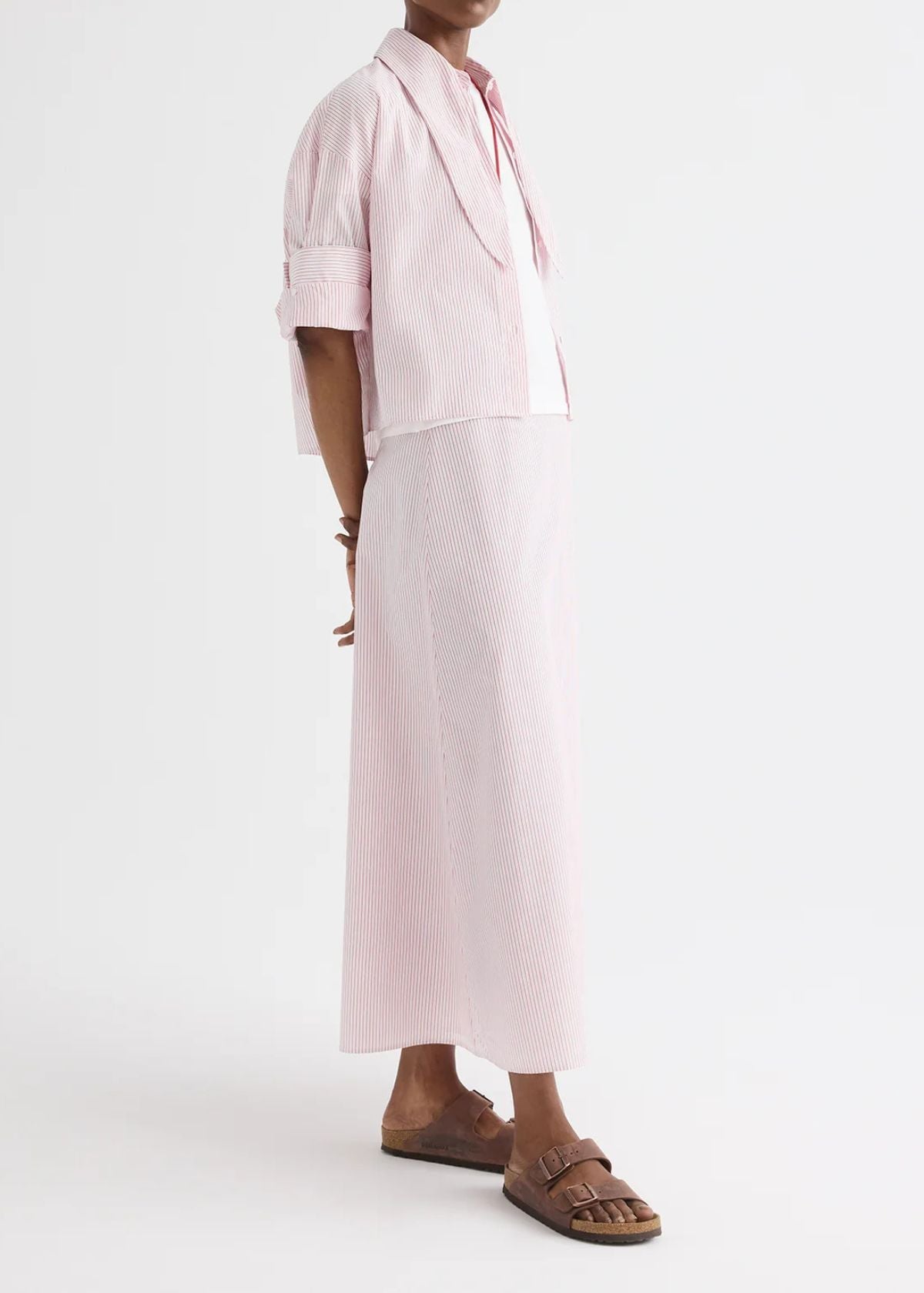 TWP A-Line Skirt - White/Red