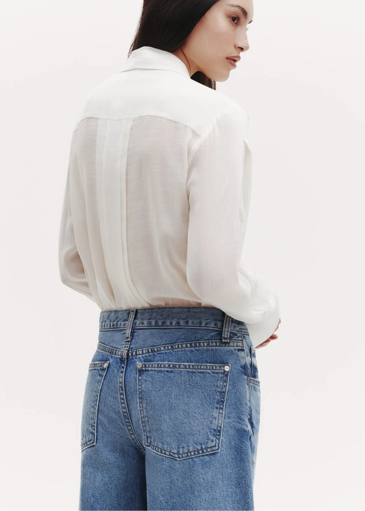 TWP Patti Sheer Crinkle Pleat and Tie Top - Ivory