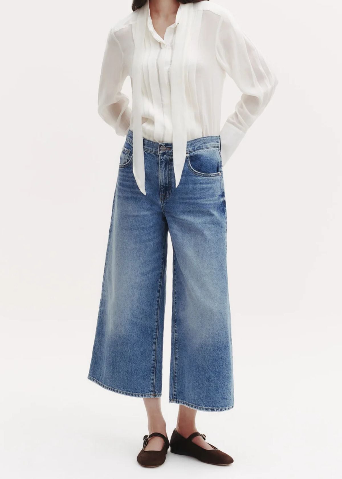 TWP Patti Sheer Crinkle Pleat and Tie Top - Ivory