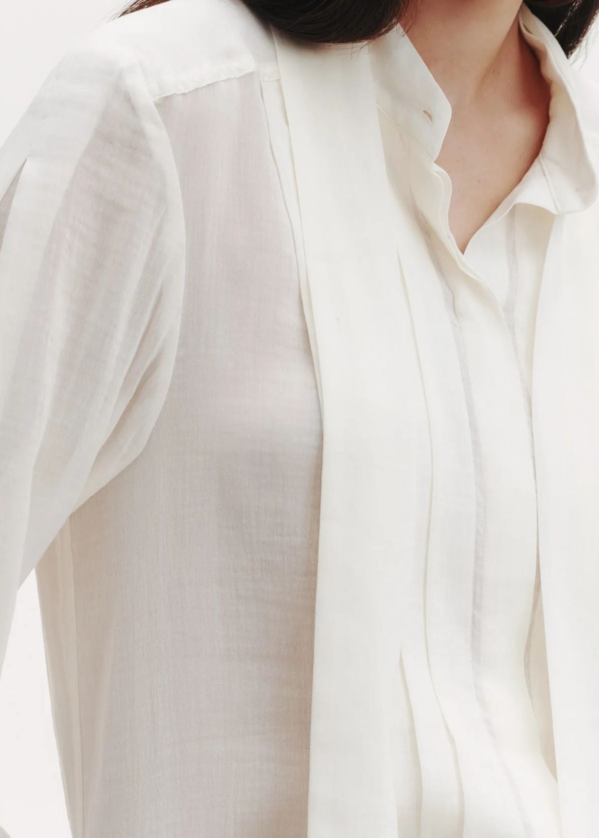 TWP Patti Sheer Crinkle Pleat and Tie Top - Ivory